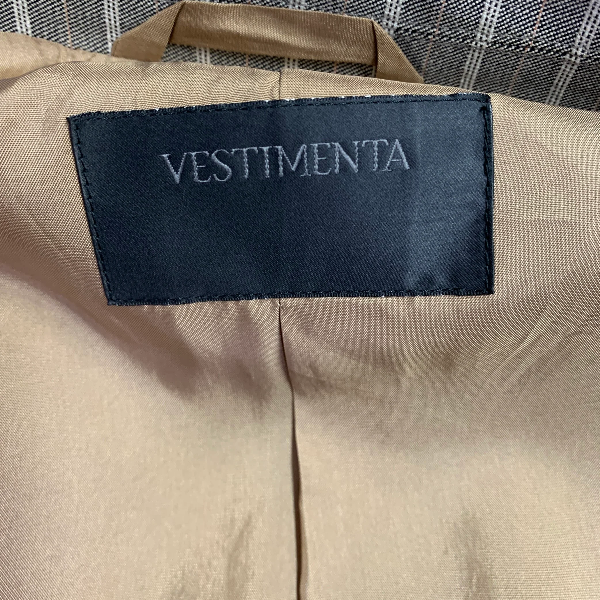 VESTIMENTA Size 42 Taupe White Stripe Cotton Notch Lapel Sport Coat - Image 11
