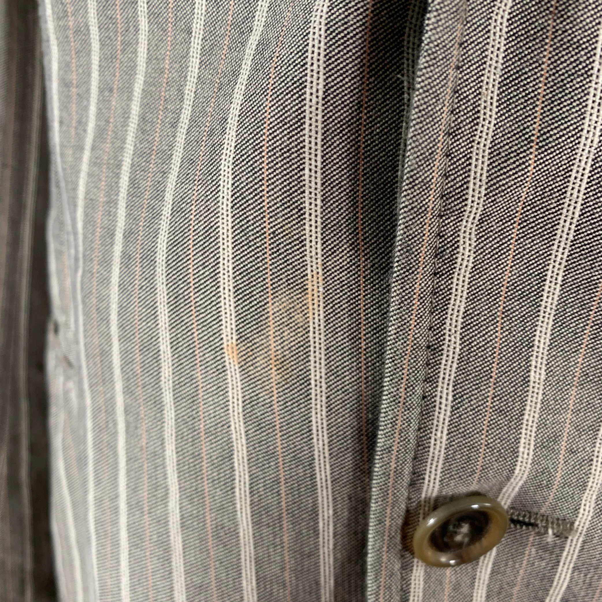 VESTIMENTA Size 42 Taupe White Stripe Cotton Notch Lapel Sport Coat - Image 8