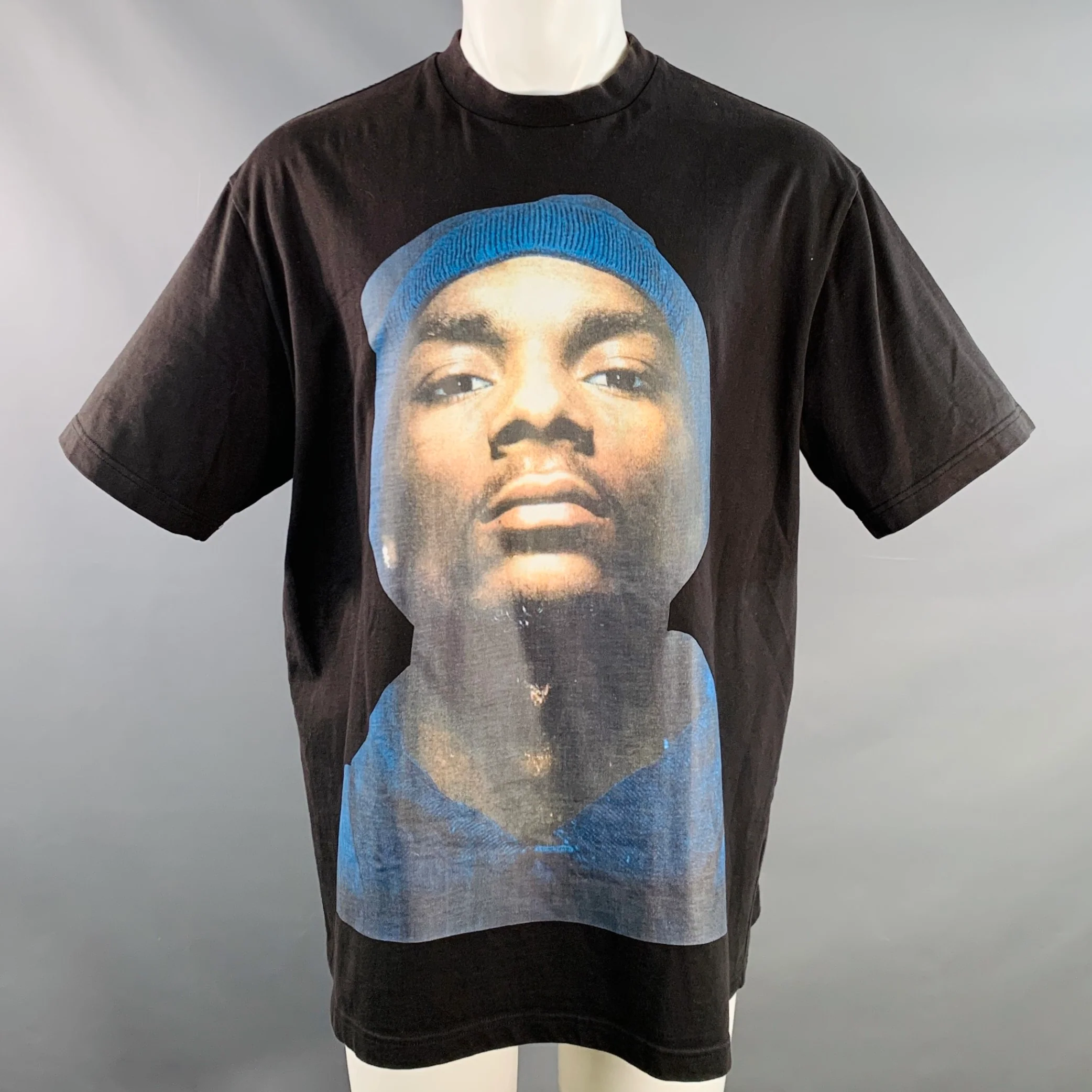 VETEMENTS Summer 2017 Size XS Snoop Dogg Black Multi Color Print Cotton Crew Neck T-shirt