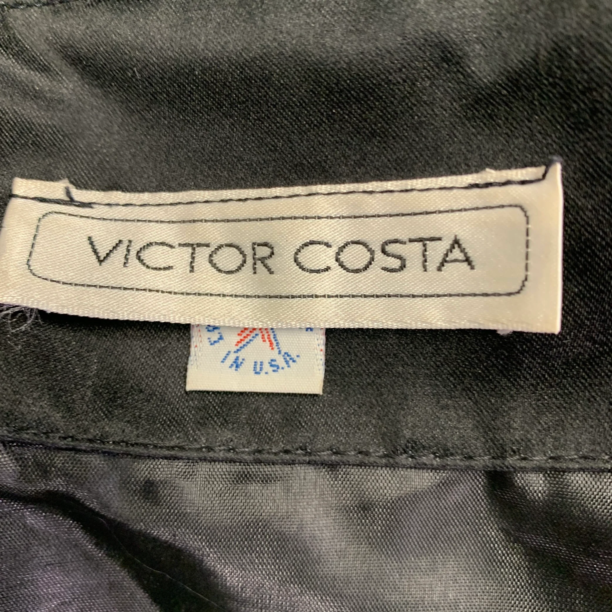 VICTOR COSTA Size 4 Black Silk Rayon Ruched Off-Shoulder Cocktail Dress - Image 5