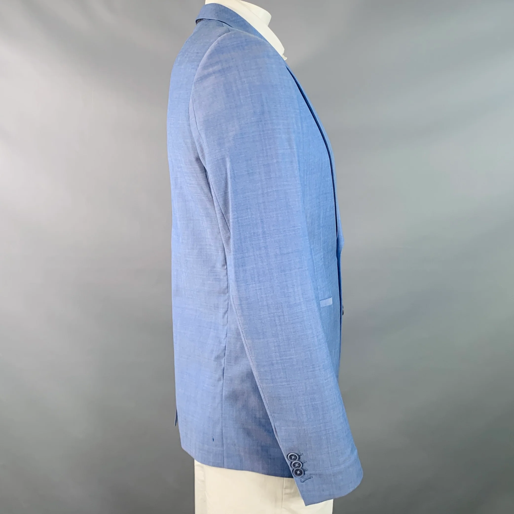 VIKTOR & ROLF Size 42 Blue Virgin Wool Peak Lapel Sport Coat - Image 3