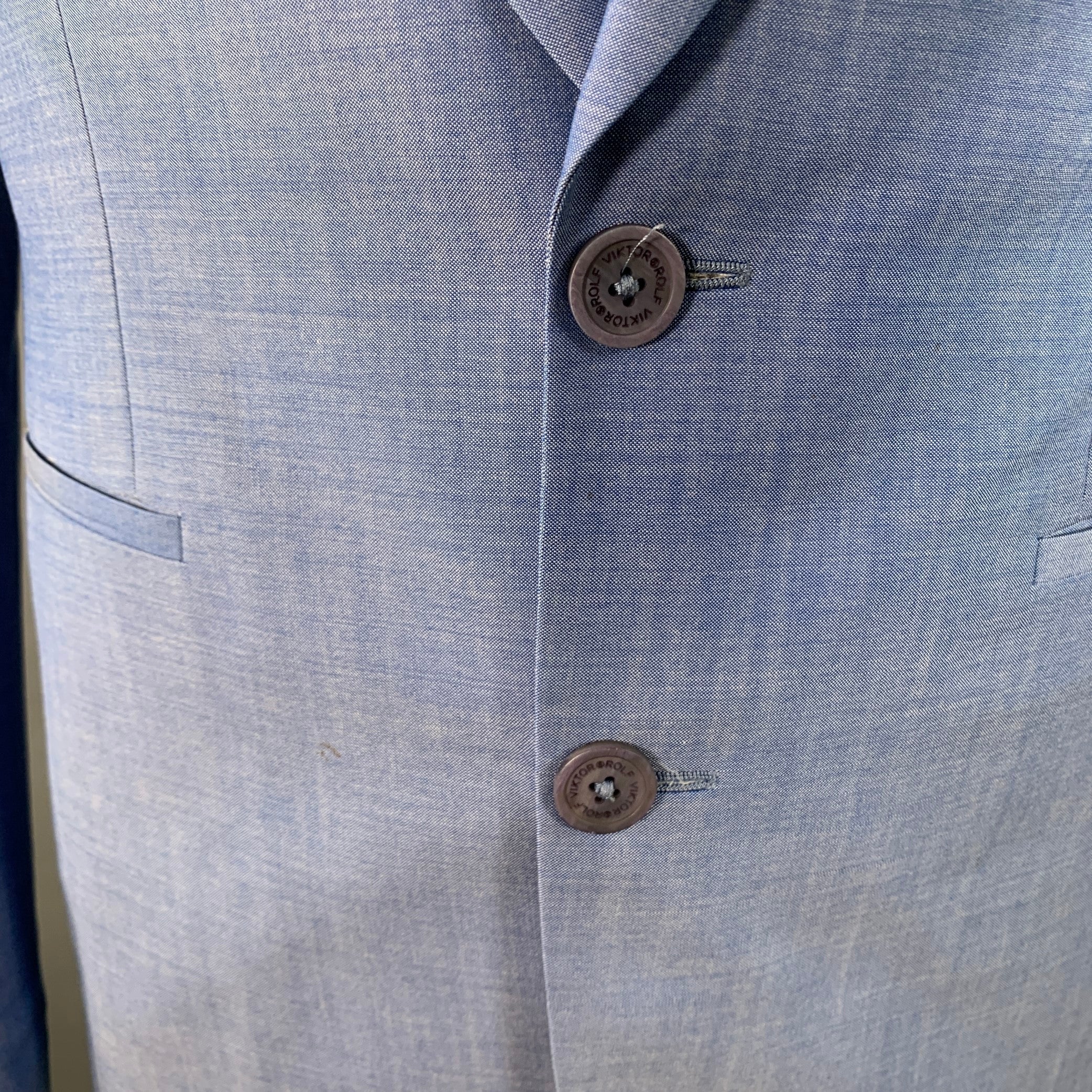 VIKTOR & ROLF Size 42 Blue Virgin Wool Peak Lapel Sport Coat - Image 7