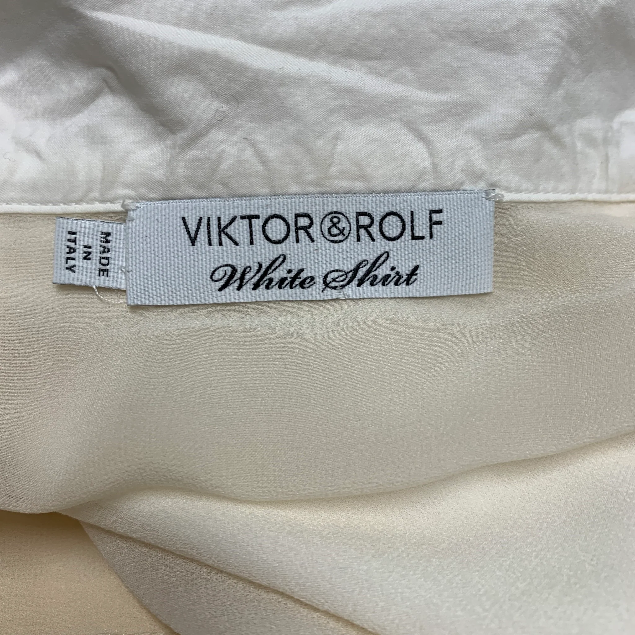 VIKTOR & ROLF Size 6 White Beige Cotton Fringe Button Up Blouse - Image 4
