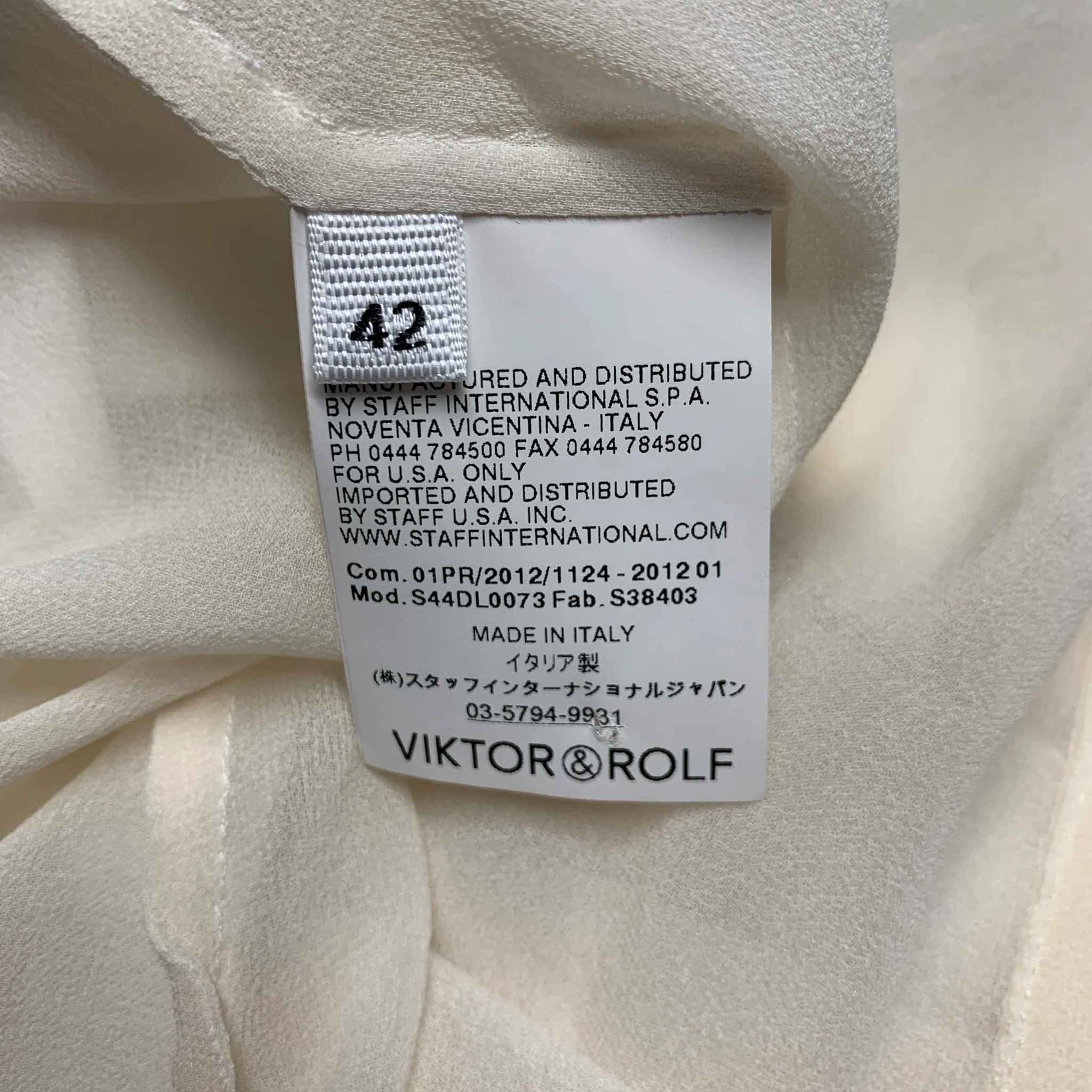 VIKTOR & ROLF Size 6 White Beige Cotton Fringe Button Up Blouse - Image 5