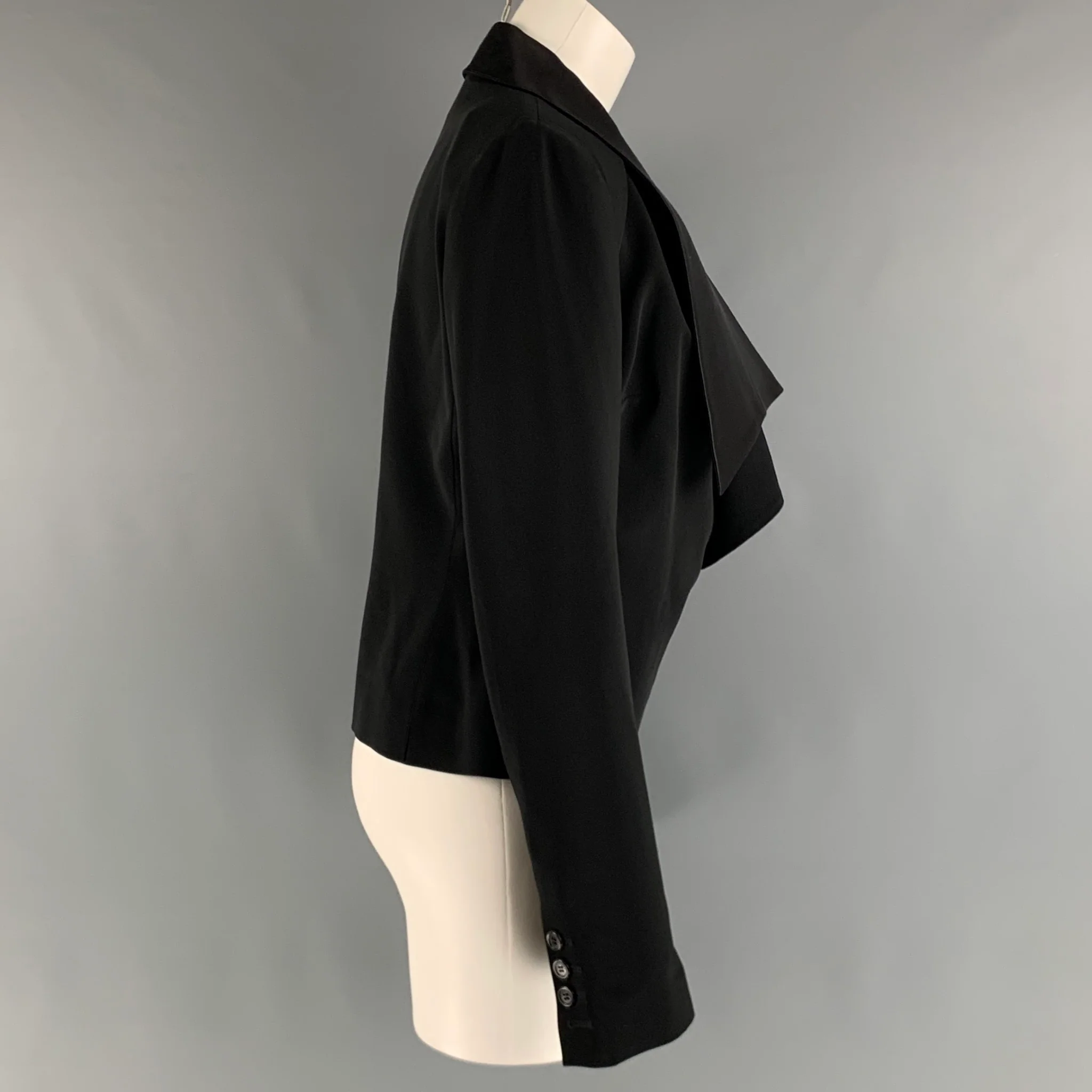 VIKTOR & ROLF Size 8 Polyester Spandex Solid Tuxedo Jacket Blazer - Image 2