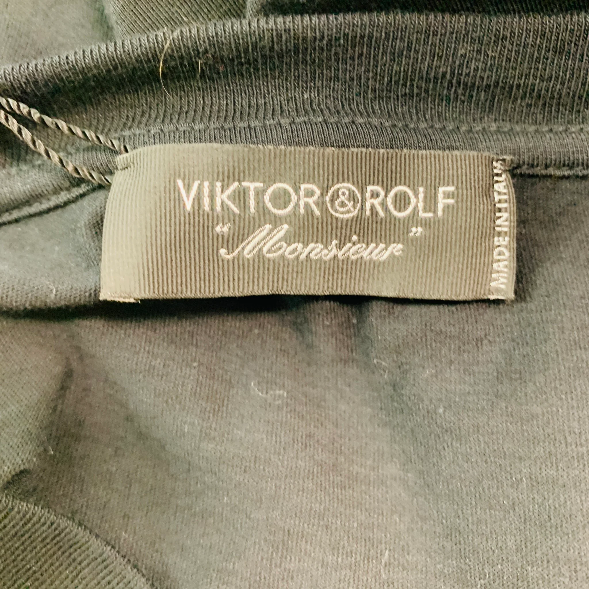 VIKTOR & ROLF Size XL Black Print Cotton One Pocket T-shirt - Image 5