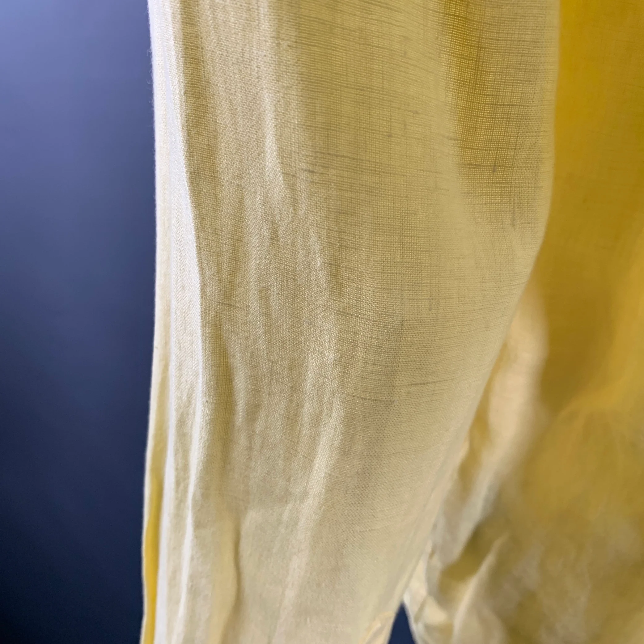VILEBREQUIN Size XL Yellow Linen One Pocket Long Sleeve Shirt - Image 4