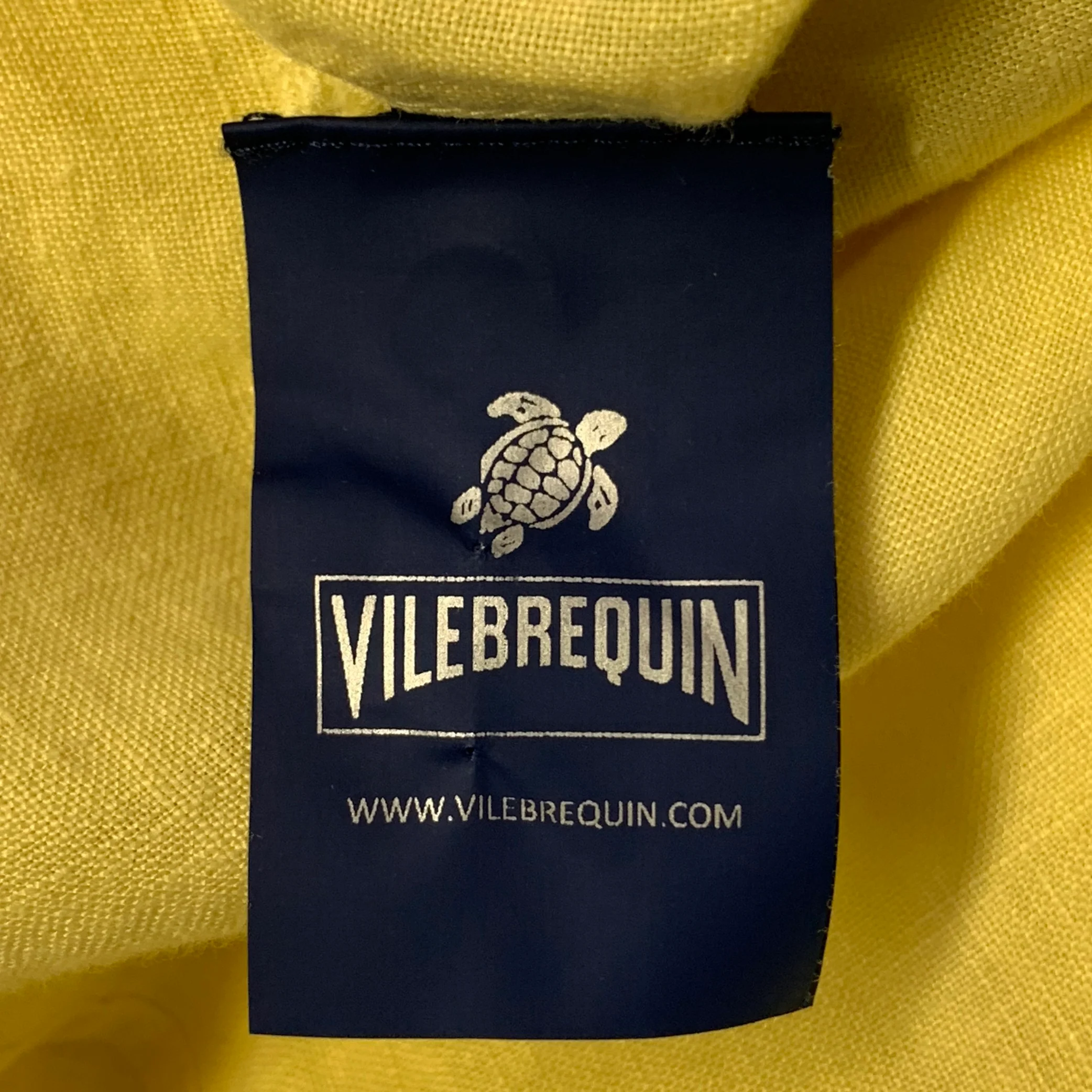 VILEBREQUIN Size XL Yellow Linen One Pocket Long Sleeve Shirt - Image 8