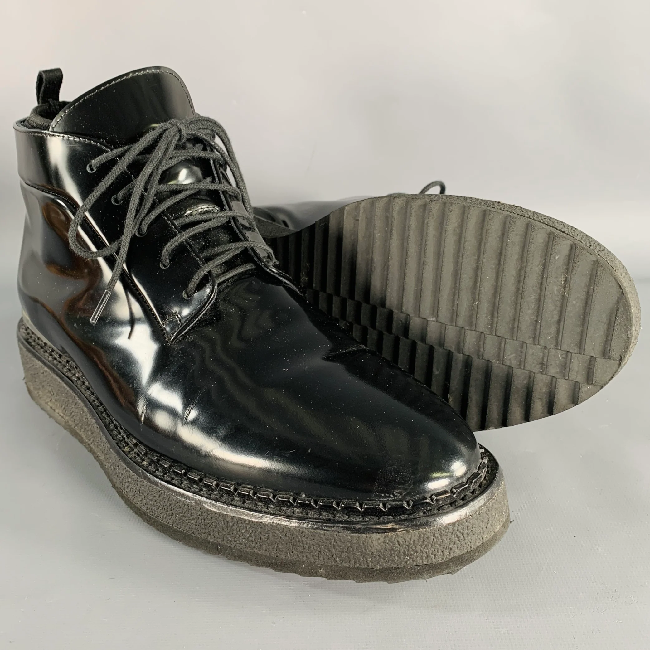 VINCE Size 11 Black Patent Leather Ankle Lace-Up Shoes - Image 5