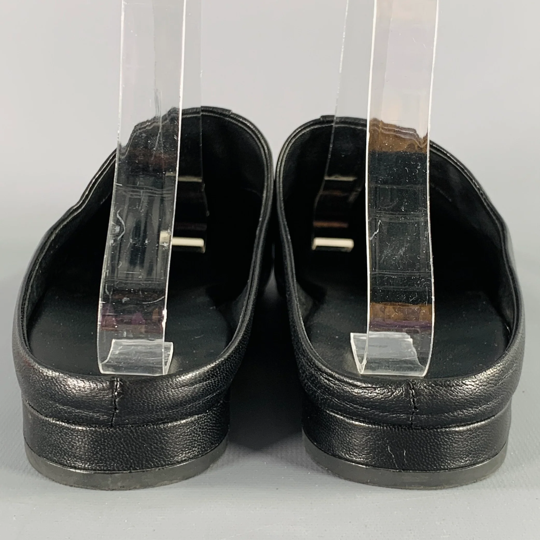 VINCE Size 8.5 Black Leather Stripe Slip On Mules Sandals - Image 3