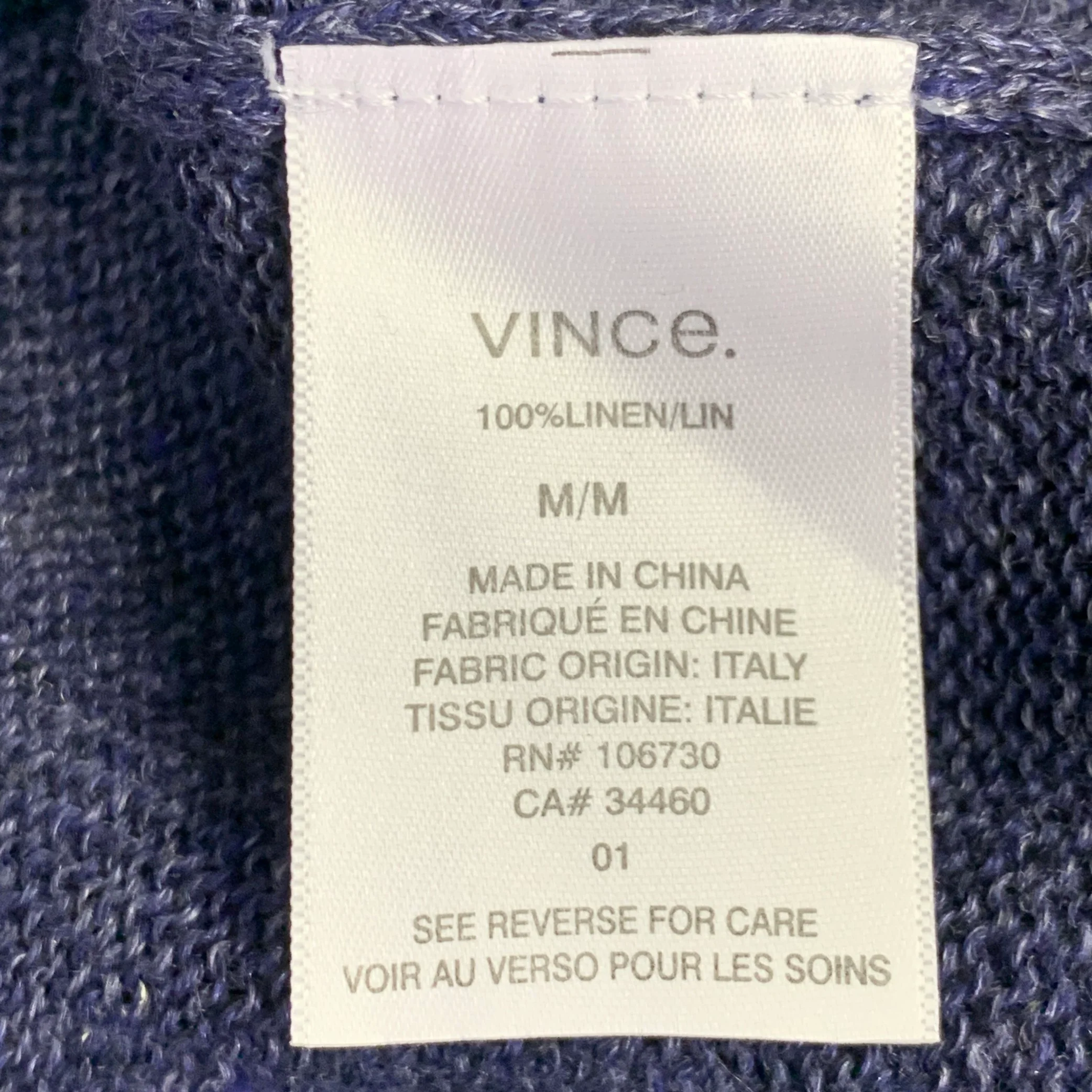 VINCE Size M Blue Heather Knit Linen Crew Neck Pullover - Image 10