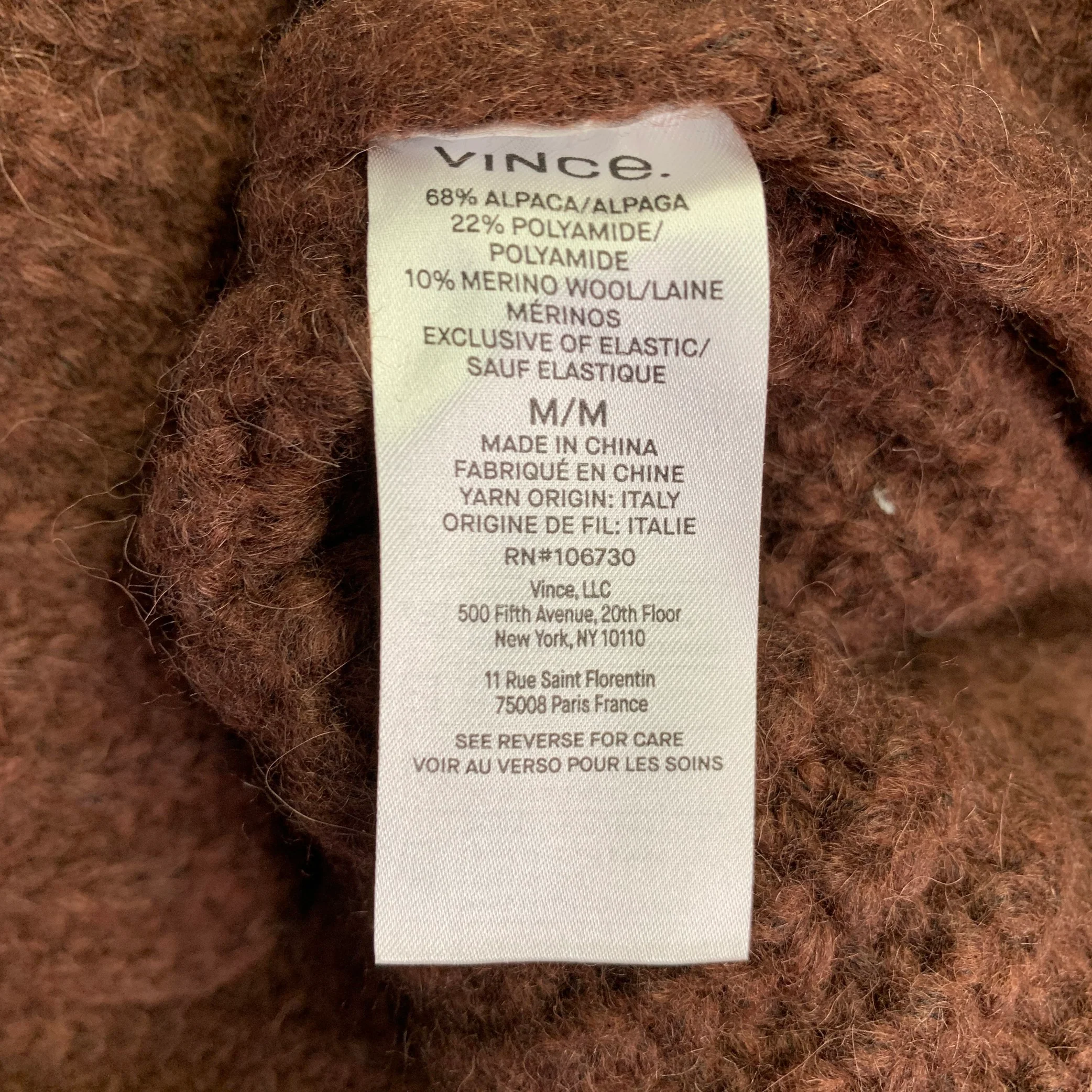VINCE Size M Brown Rib Knit Alpaca Blend Two Pockets Cardigan - Image 5