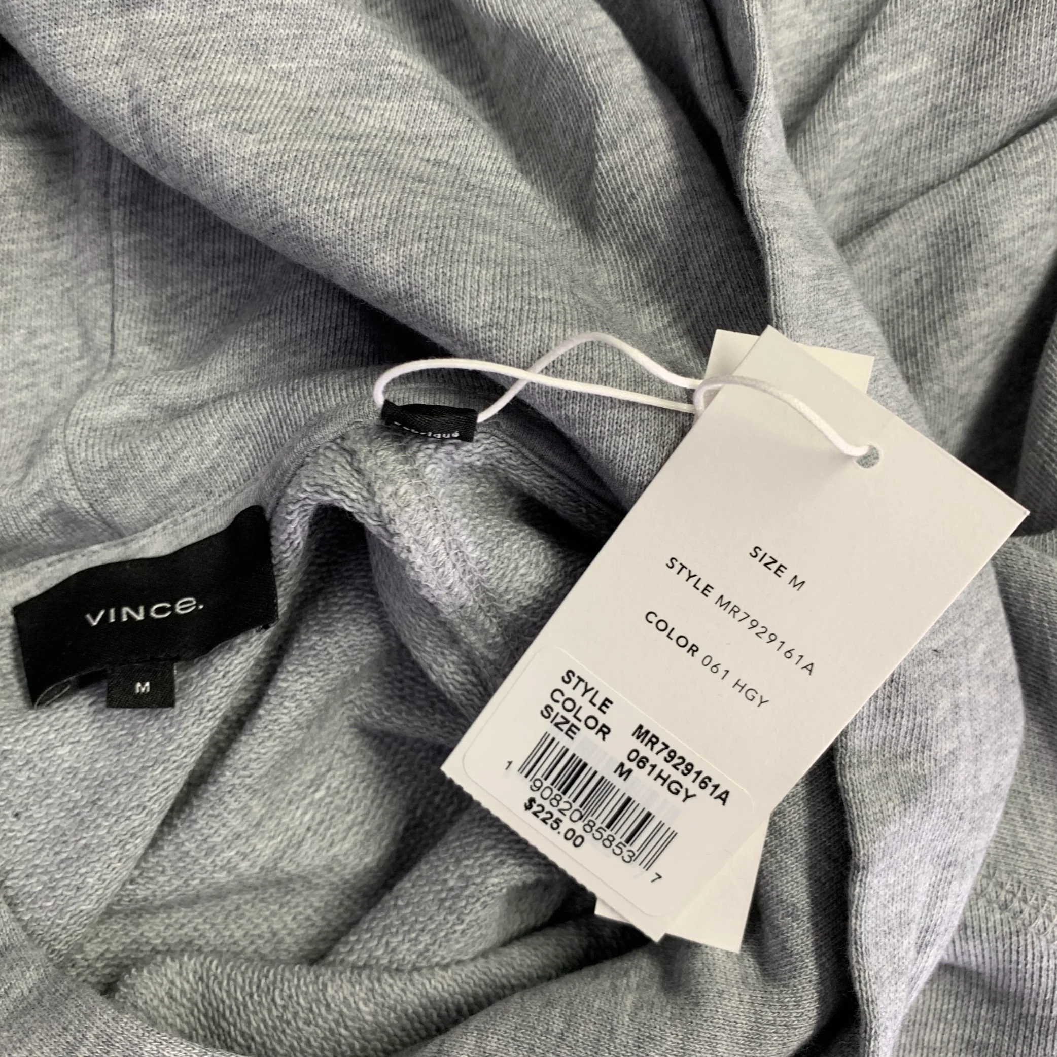 VINCE Size M Grey Heather Cotton Hooded Sweatshirt - Image 4