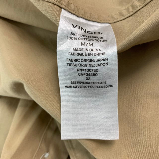 VINCE Size M Khaki Cotton One Pocket Short Sleeve Shirt - Image 5
