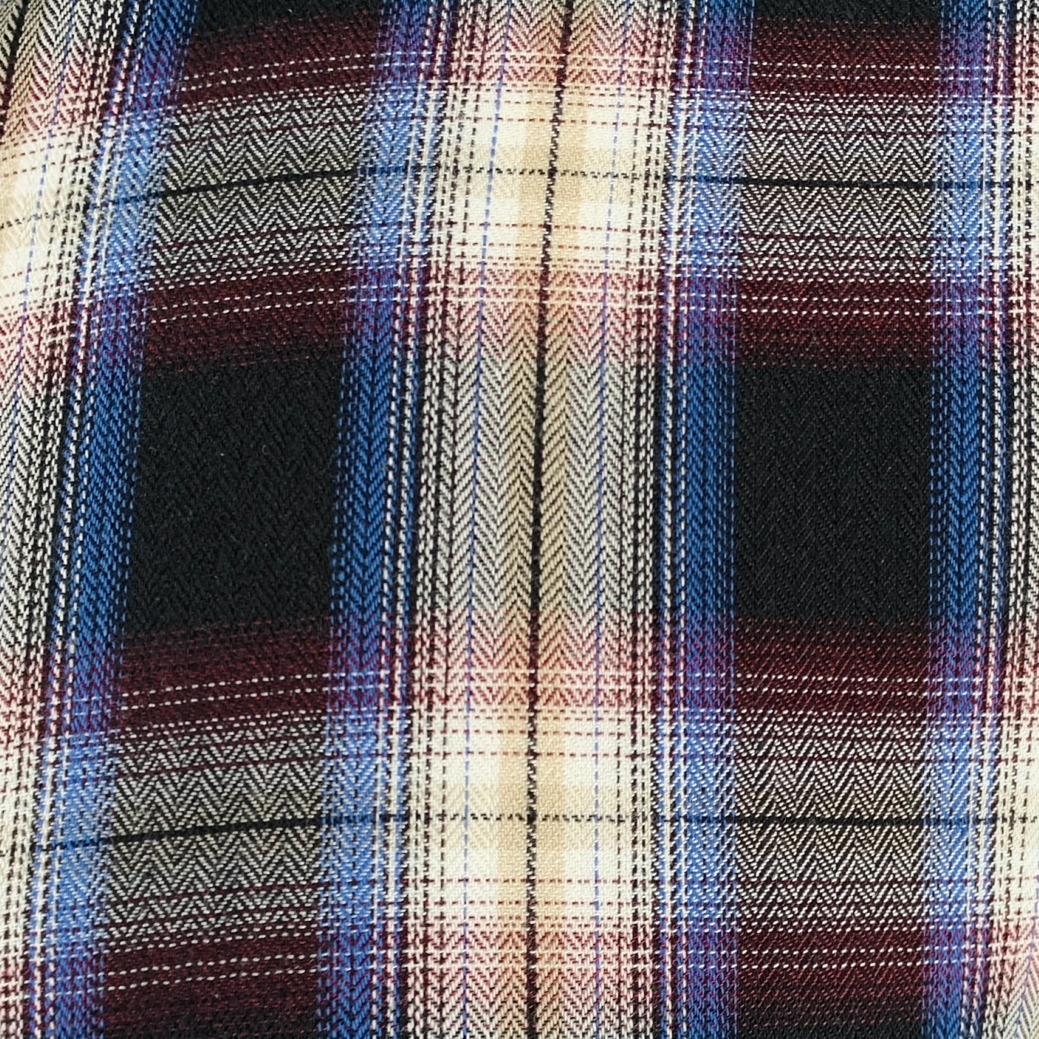 VINCE Size S Black Red Plaid Cotton Blend Spread Collar Long Sleeve Shirt - Image 2