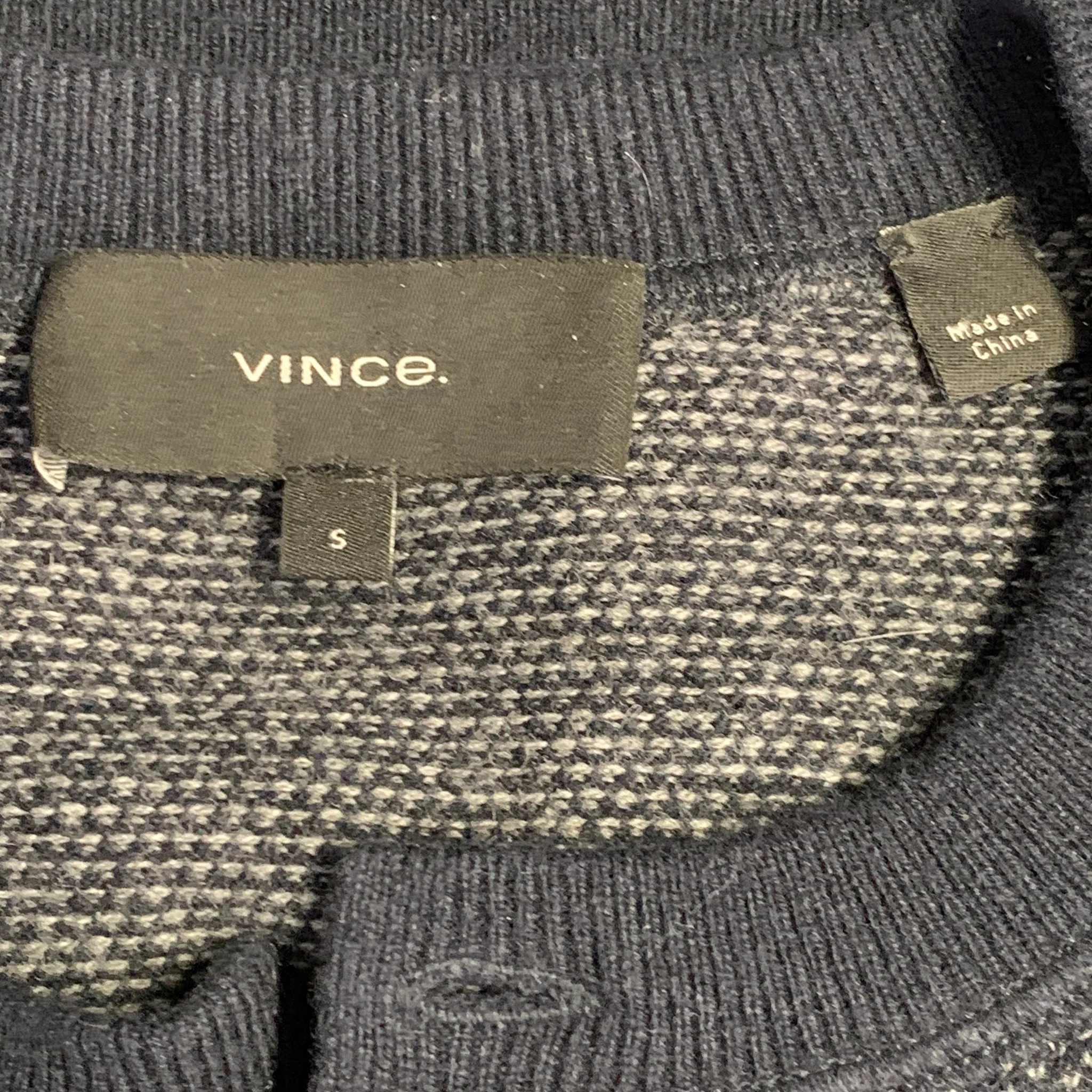 VINCE Size S Navy Grey Wool Cashmere Henley Pullover - Image 8