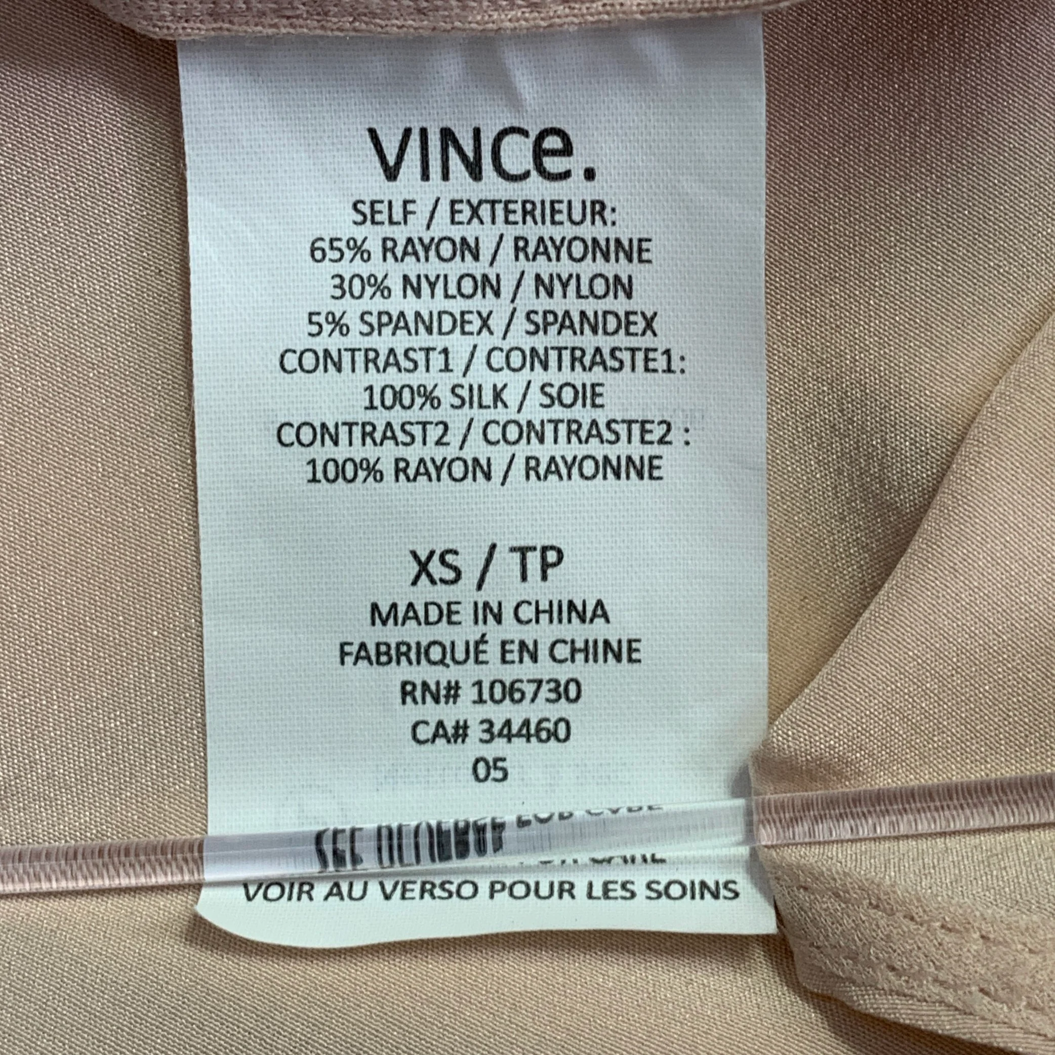 VINCE Size XS Pink Black Rayon Blend Contrast Trim V-Neck Casual Top - Image 7