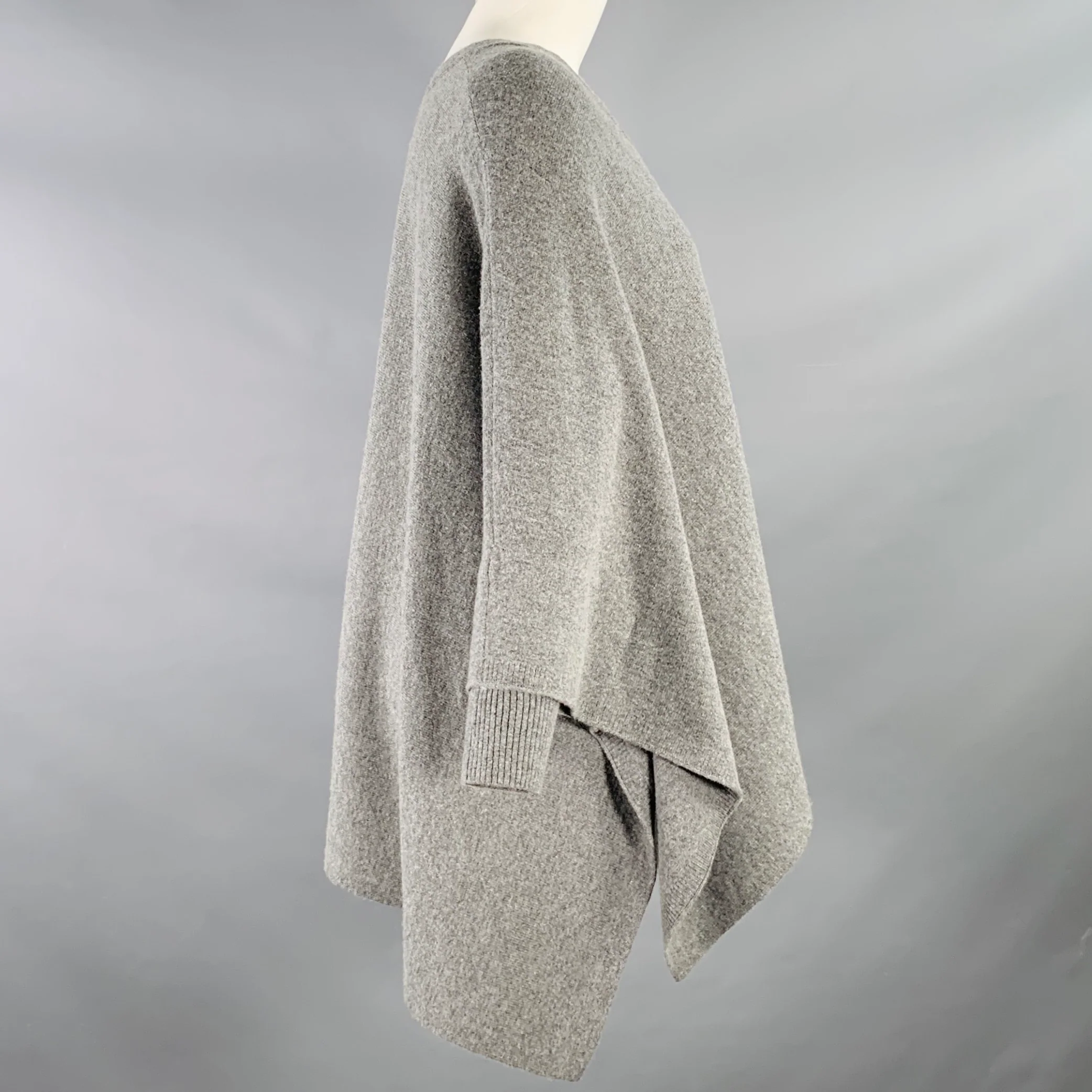 VINCE Size XS/S Grey Wool Cashmere Poncho V-Neck Casual Top - Image 2