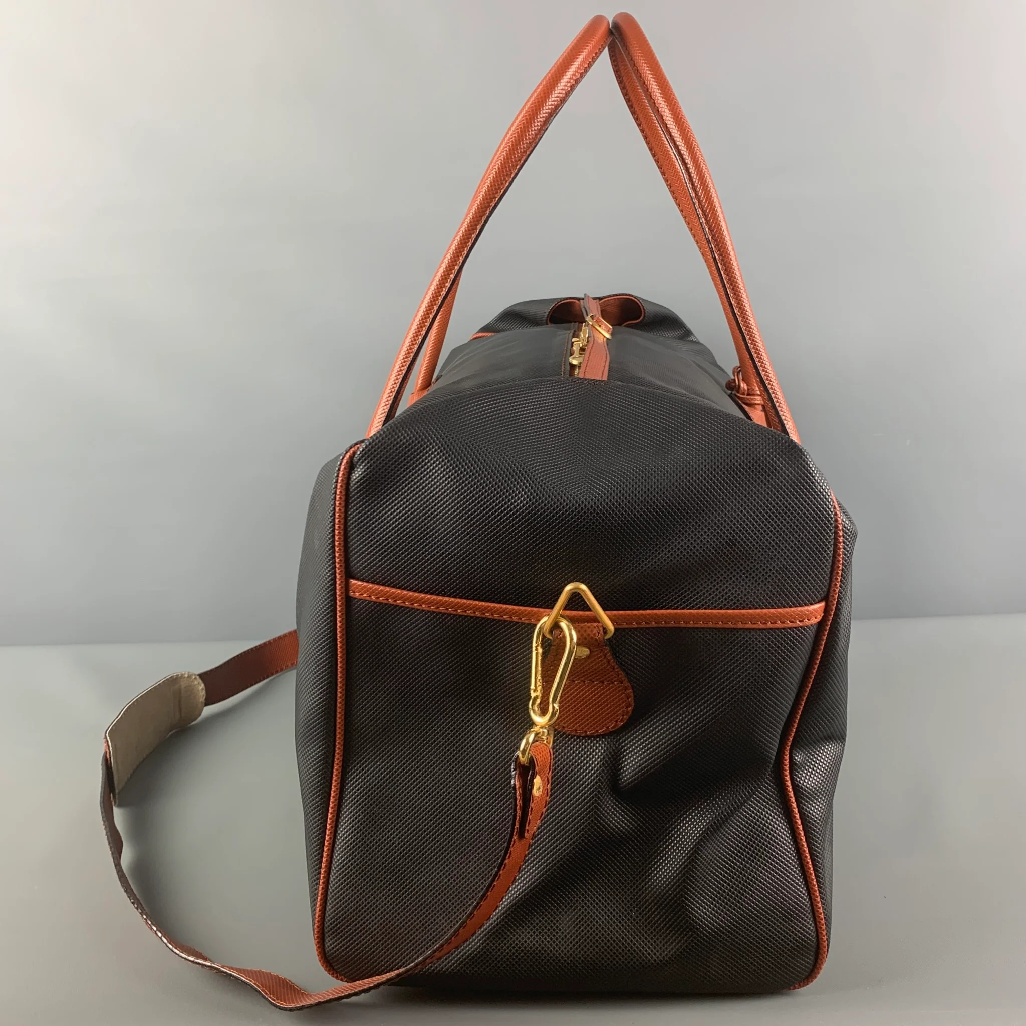 Vintage BOTTEGA VENETA Black Tan Leather Duffle Bag - Image 3