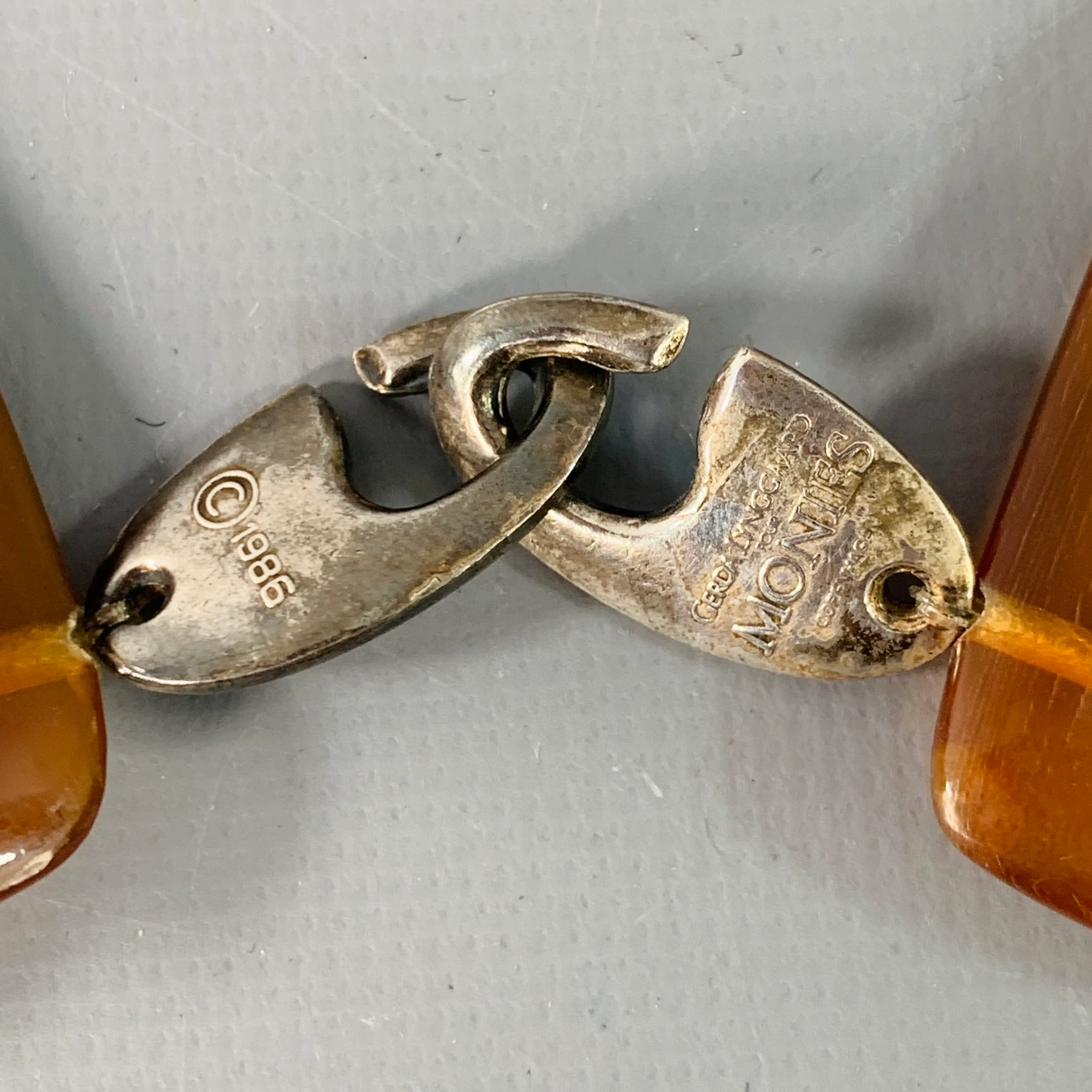VINTAGE for MONIES 1985 Camel Acetate Squares Necklace - Image 5