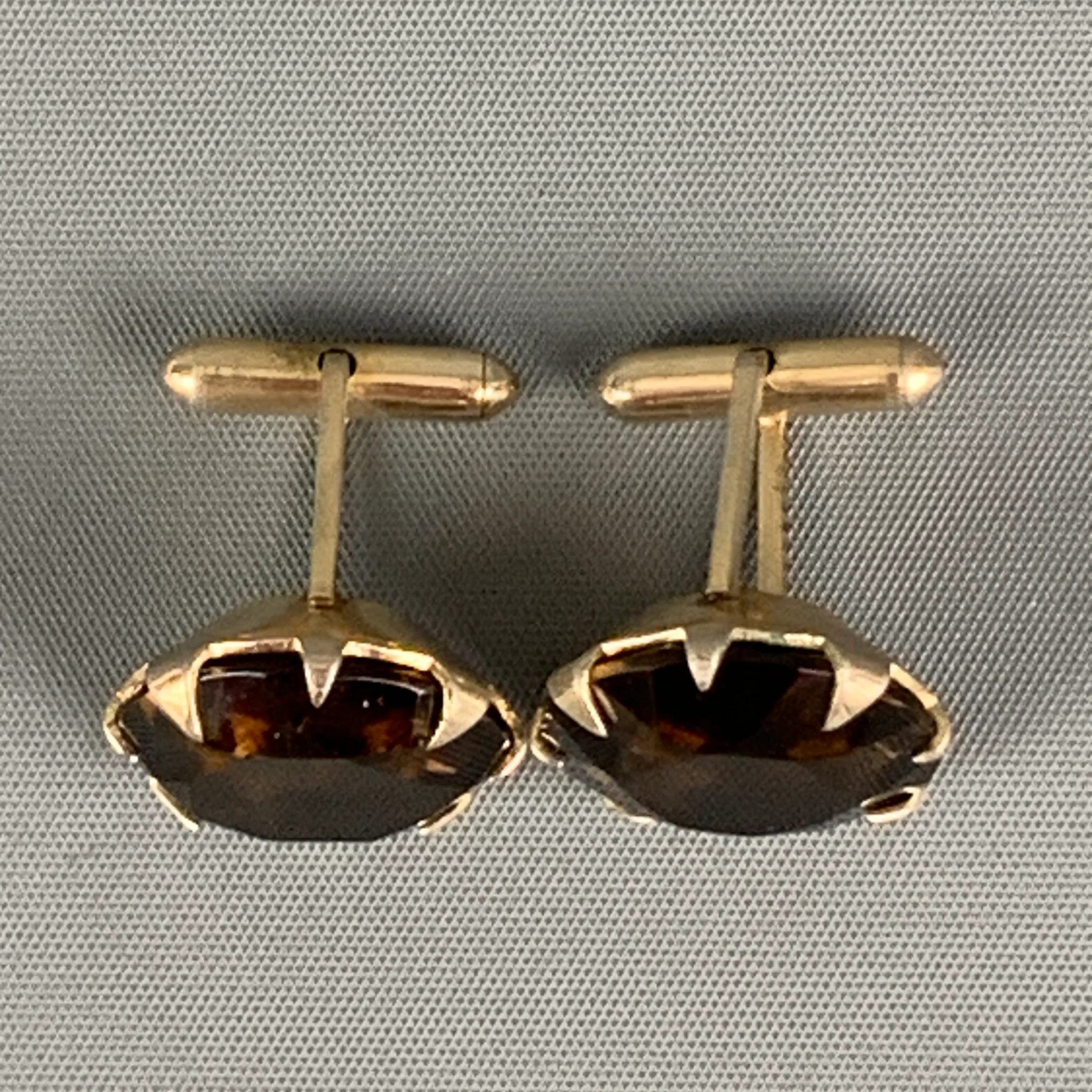 VINTAGE Gold Brown Round Shape Cuff Links - Image 3