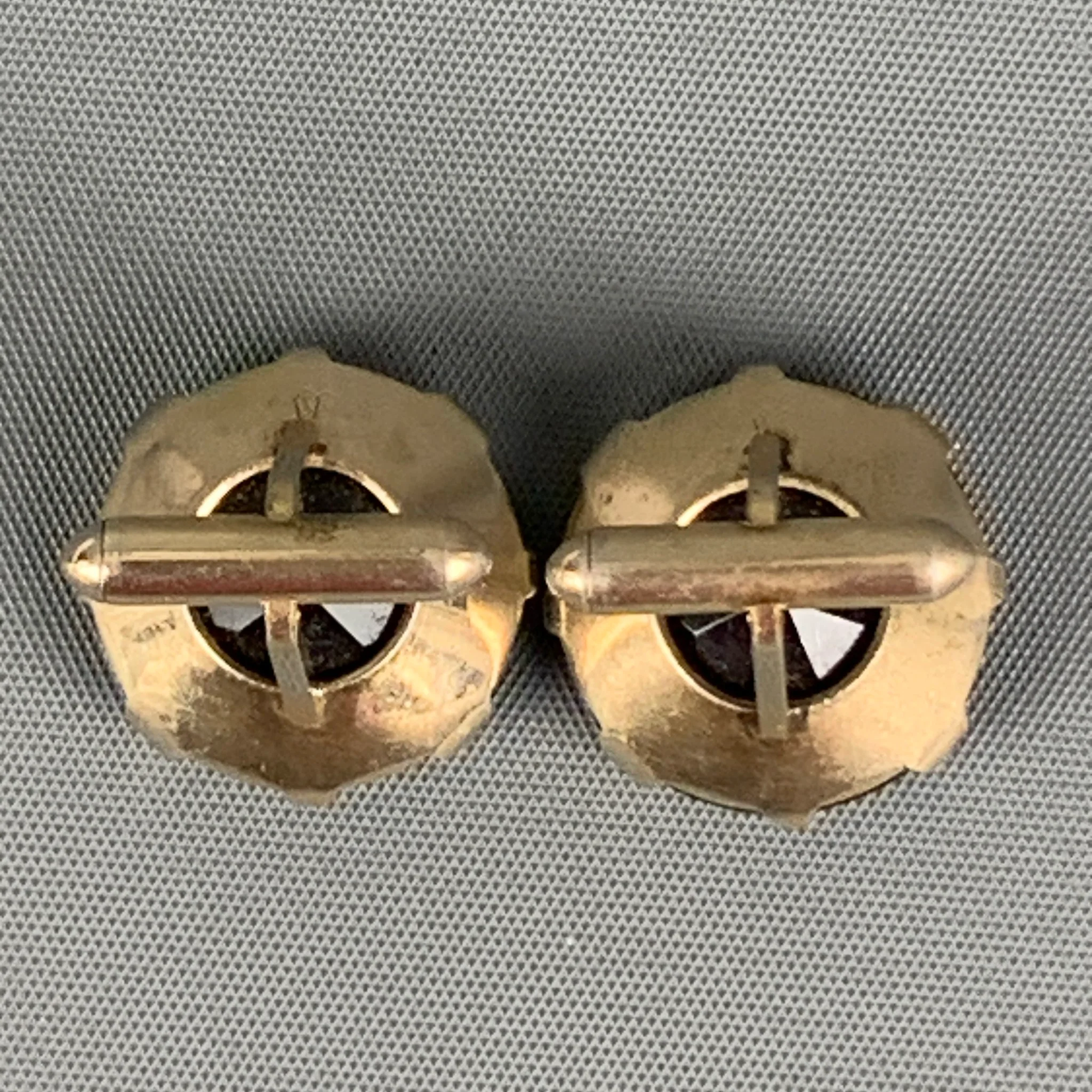 VINTAGE Gold Brown Round Shape Cuff Links - Image 4