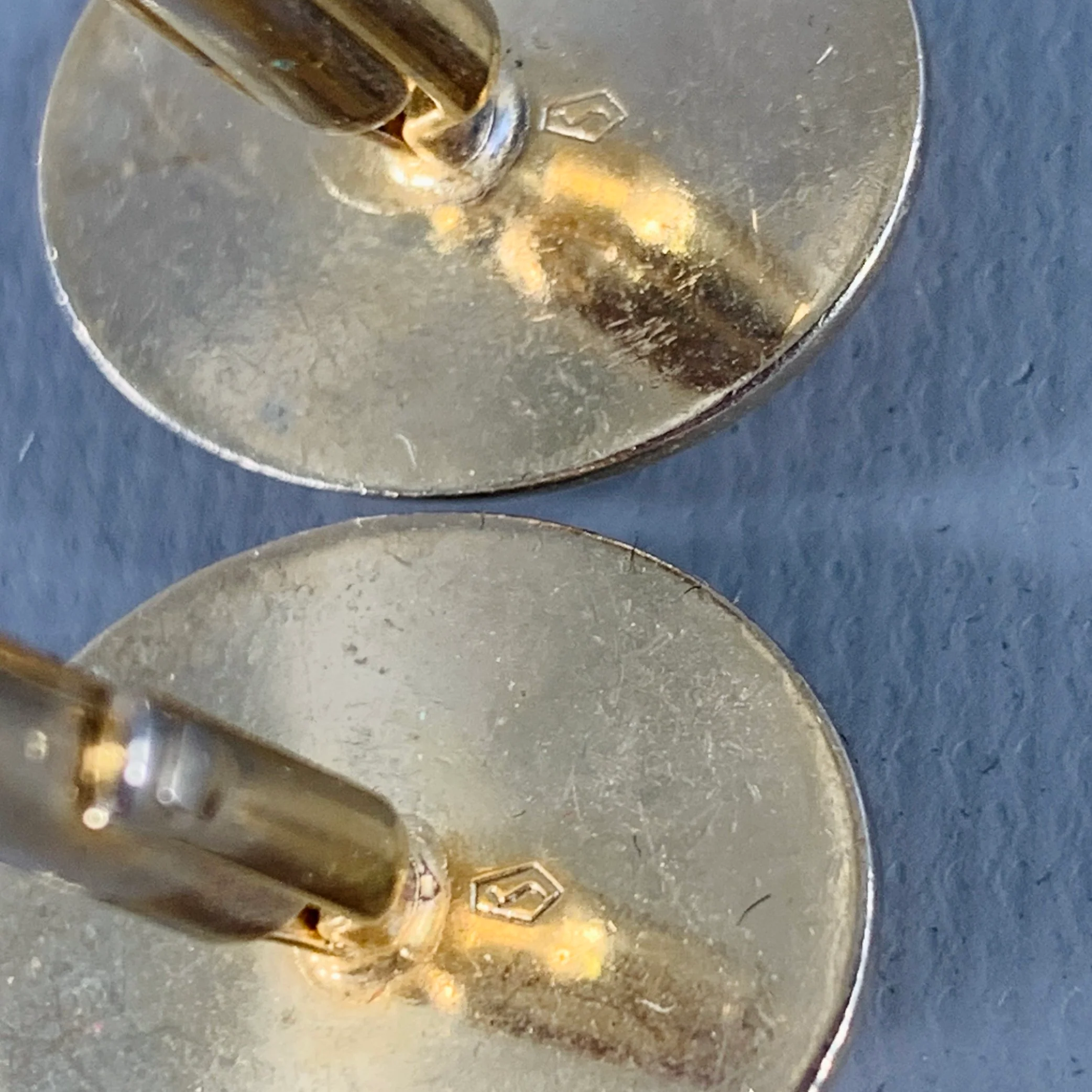 VINTAGE Gold Metal Tigers Eye Cuff Links - Image 3