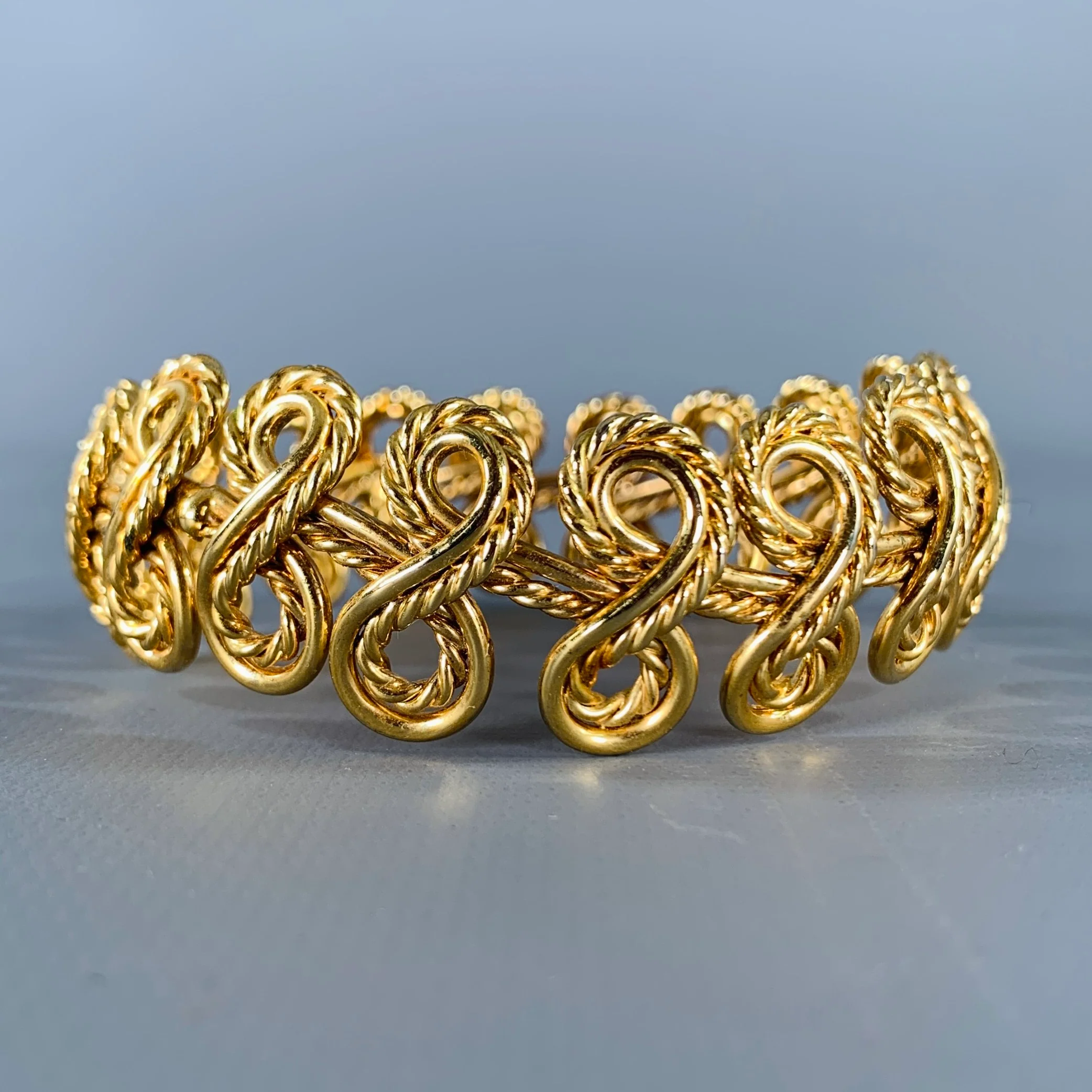 VINTAGE Gold Woven Metal Cuff Bracelet