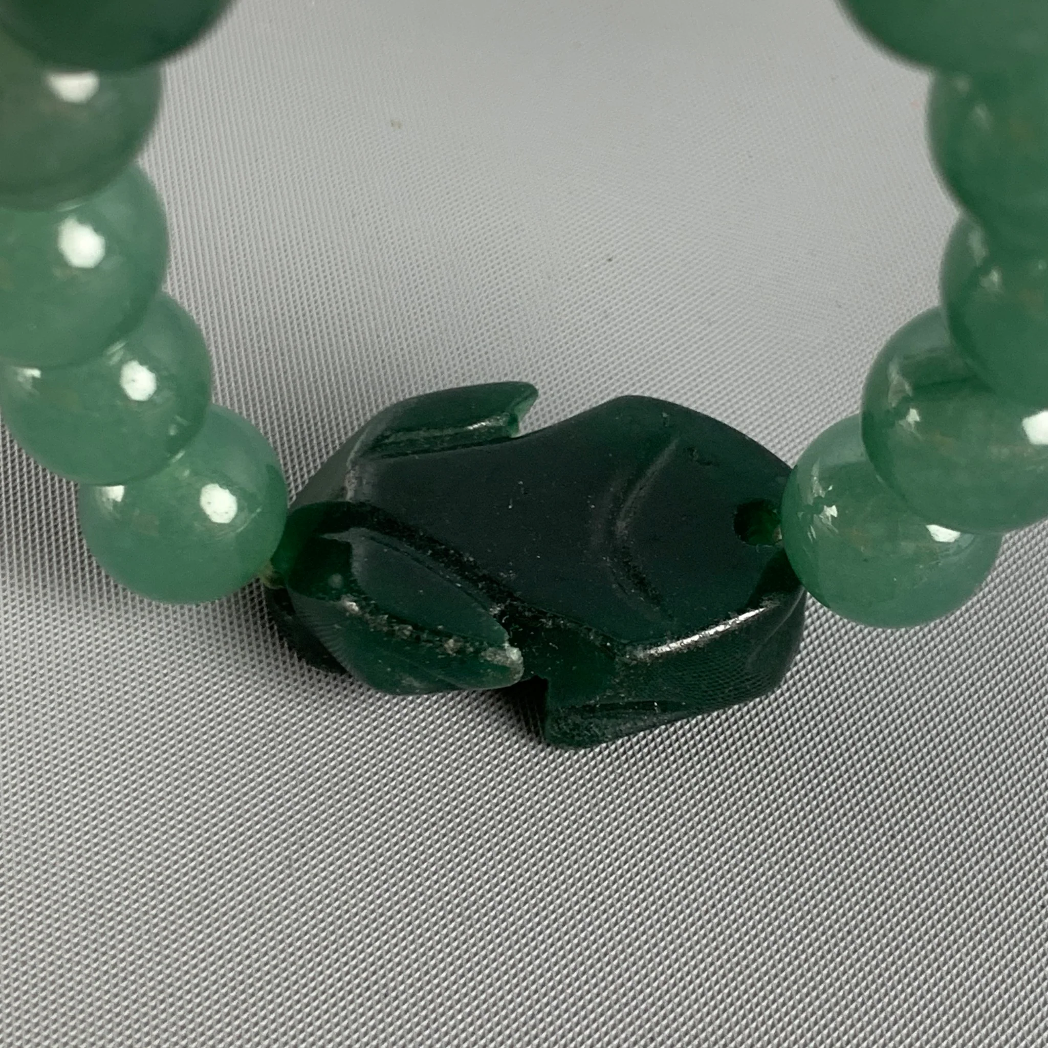 VINTAGE Green Glass Scarab Bracelet - Image 3