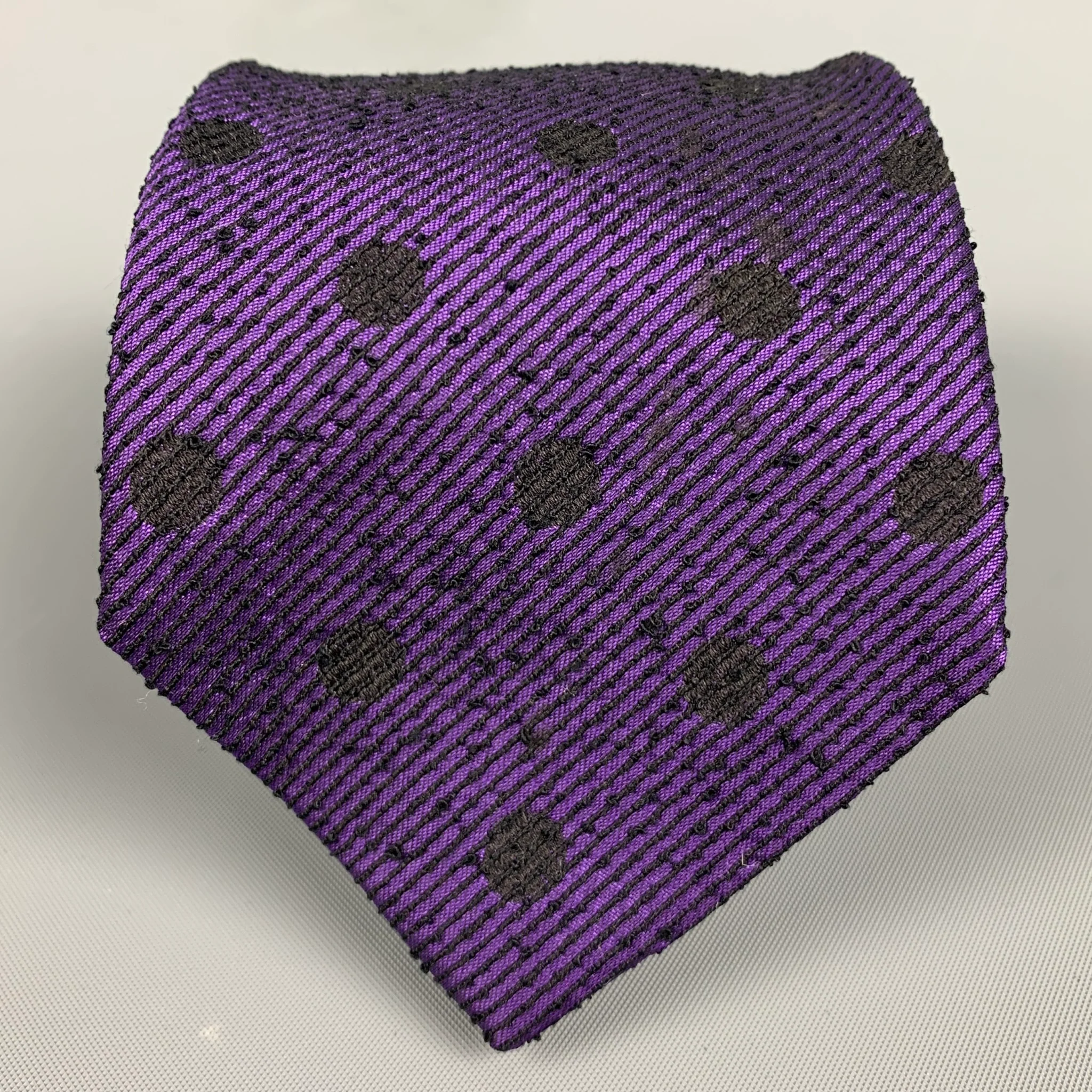 VINTAGE Purple Black Dots Tie