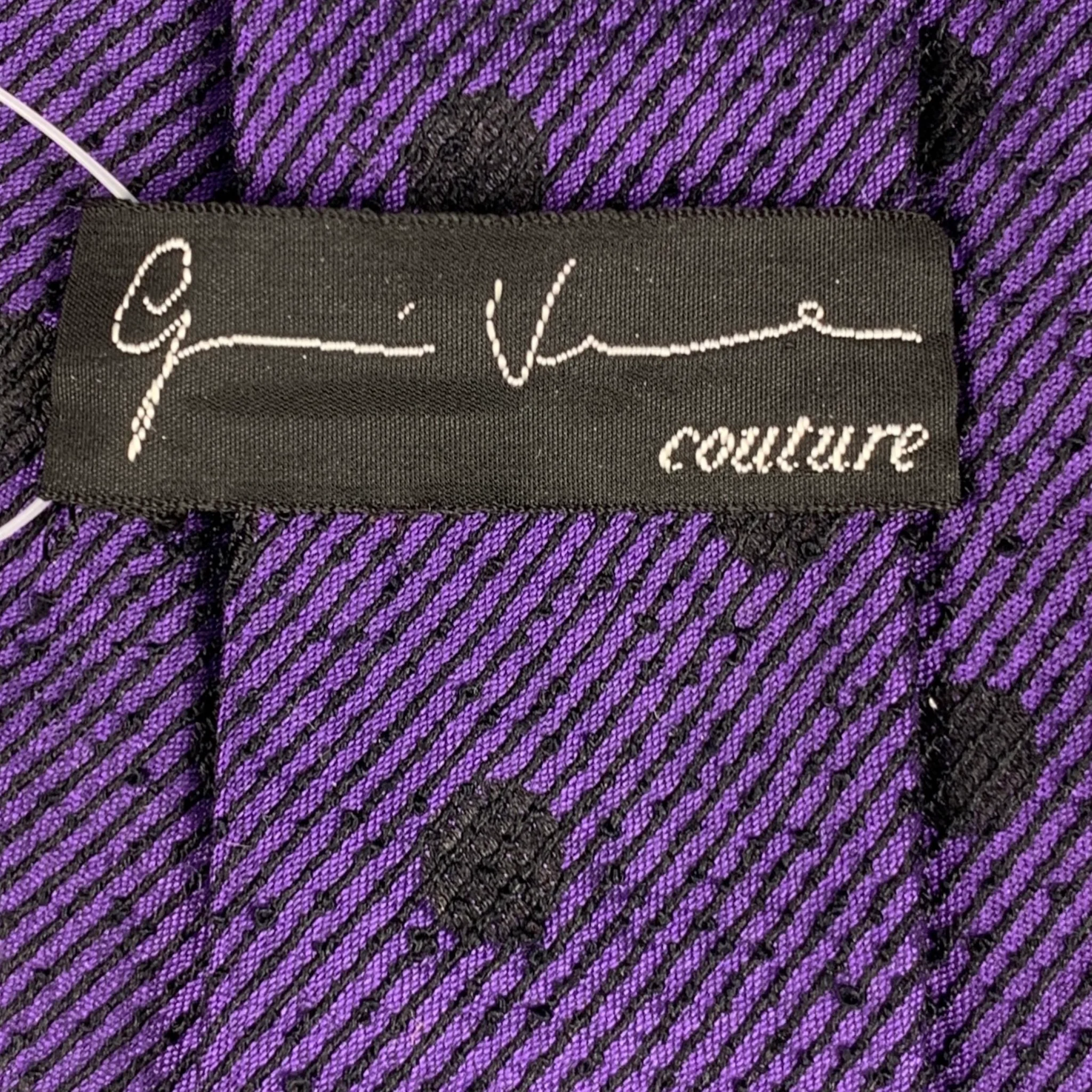 VINTAGE Purple Black Dots Tie - Image 4