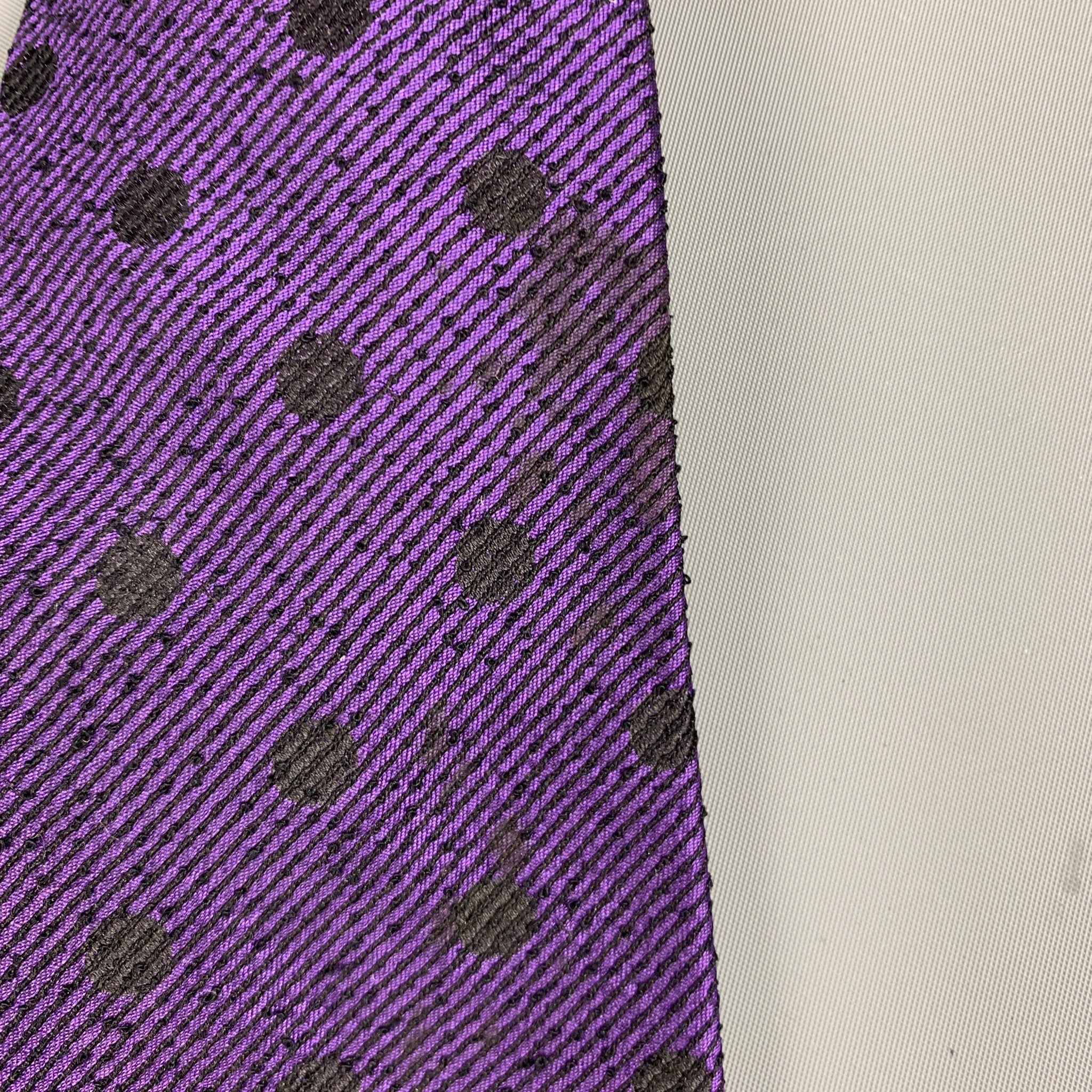 VINTAGE Purple Black Dots Tie - Image 5