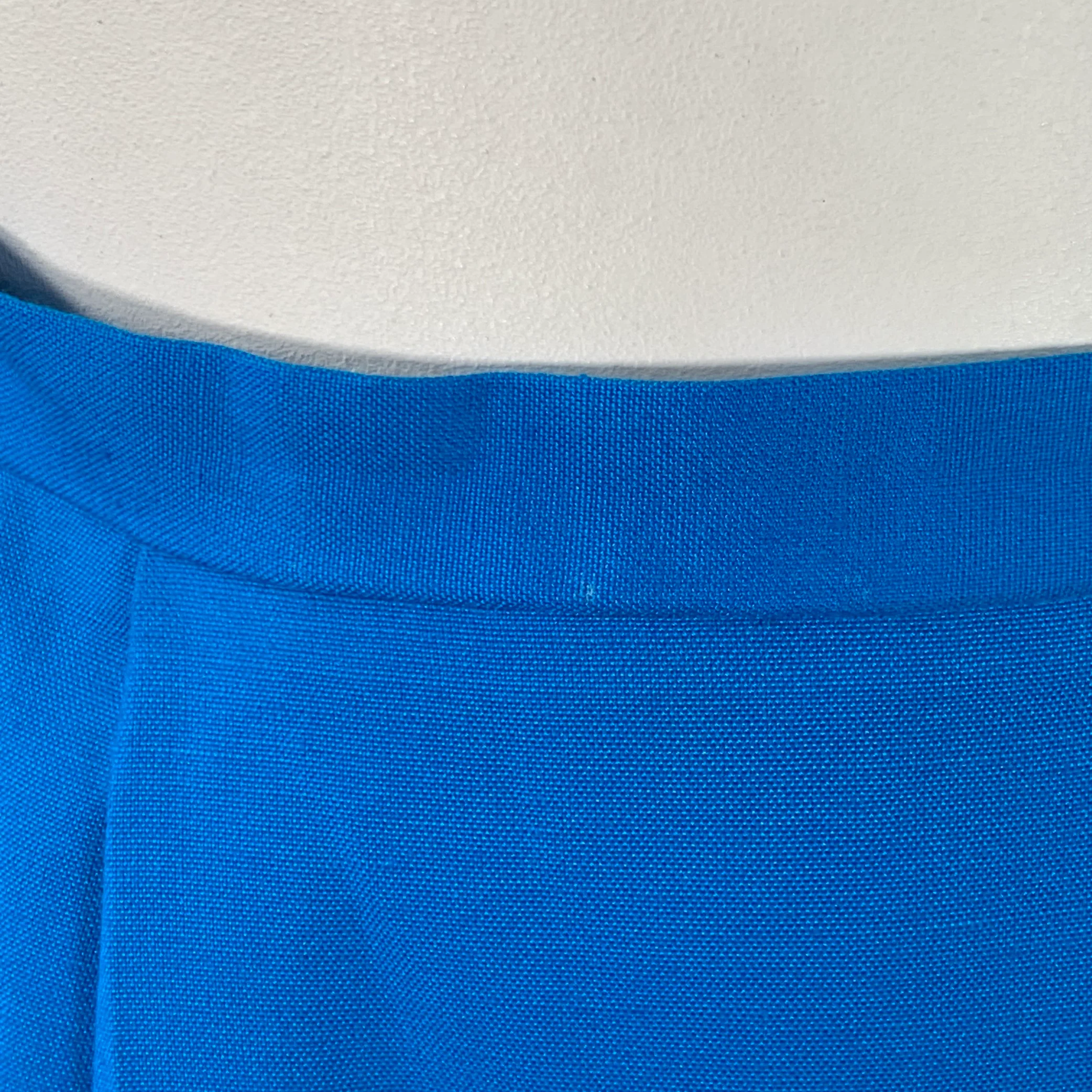 VINTAGE Size 10 Blue Turquoise Pleated Back Zipper Pencil Skirt - Image 5