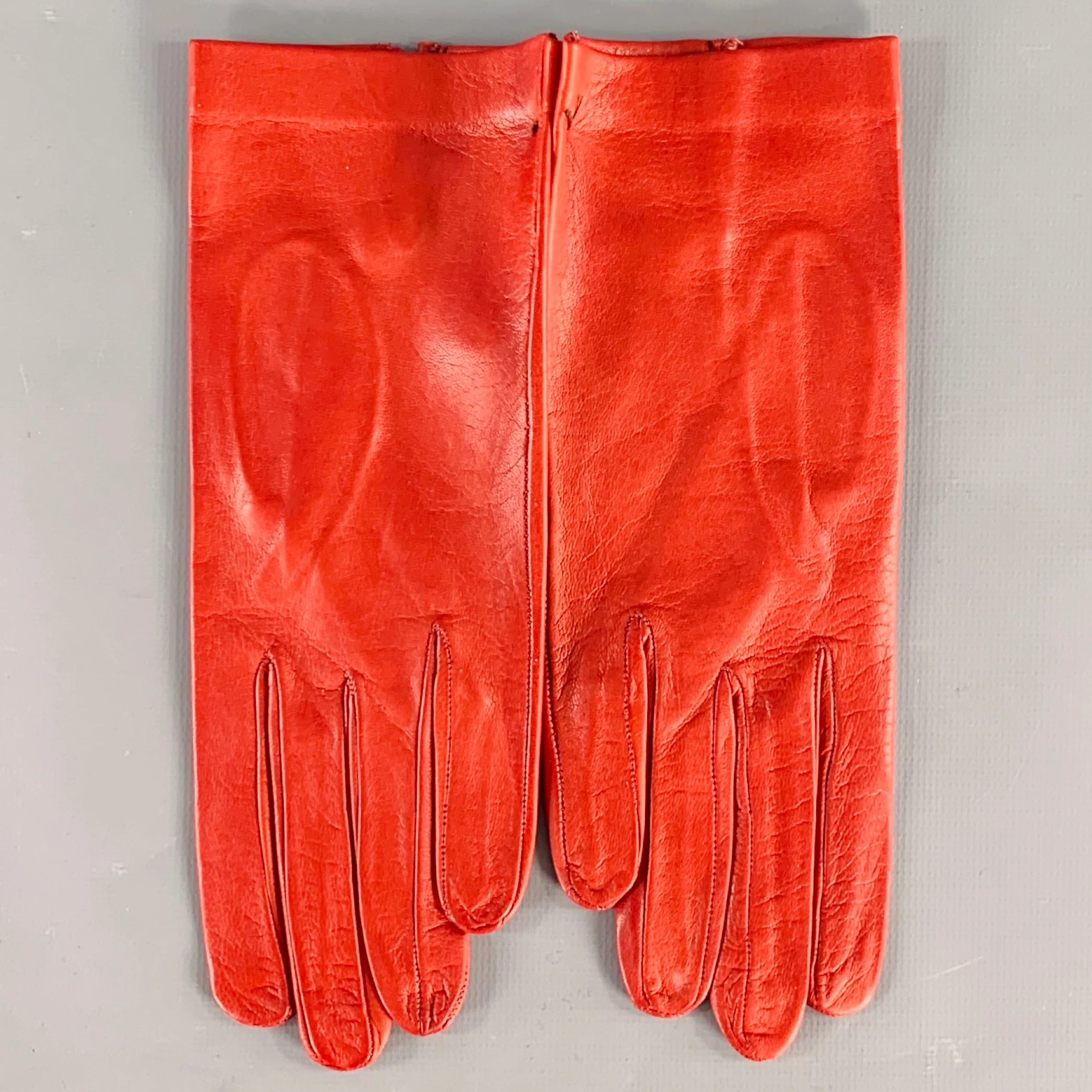 VINTAGE Size 6.5 Red Leather Gloves