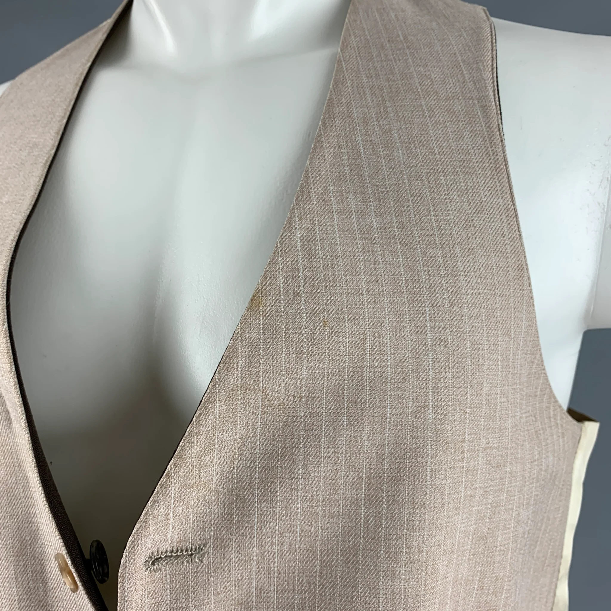 VINTAGE Size S Brown Tan Stripe Vest - Image 12