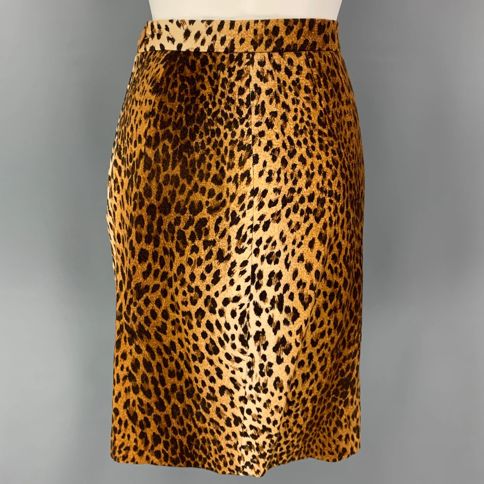 Vintage VALENTINO Size 8 Beige Brown Wool Animal Print Pencil Below Knee Skirt Set - Image 6