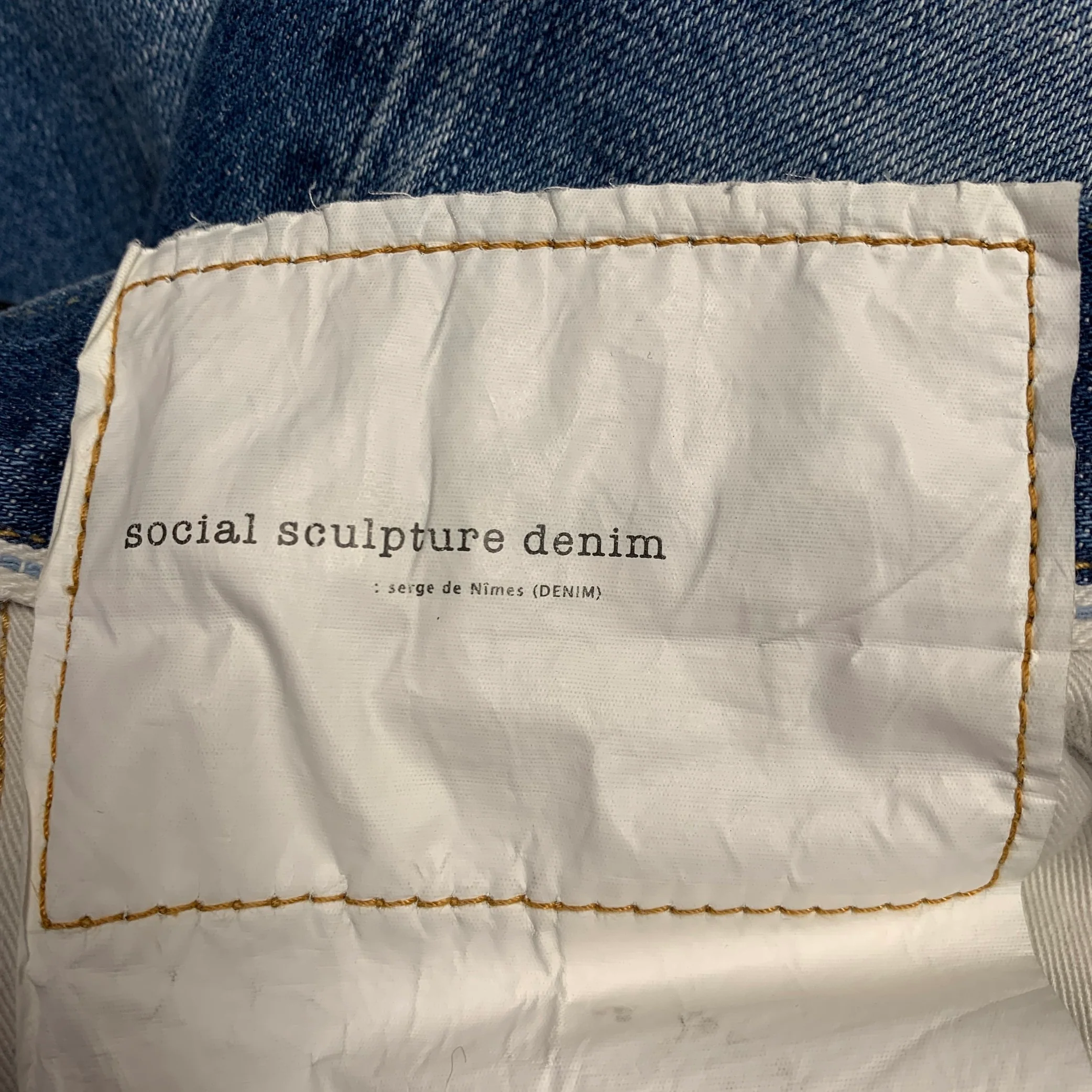 VISVIM Size 34 Social Sculpture 10D5 Blue Distressed Cotton Selvedge Button Fly Jeans - Image 5