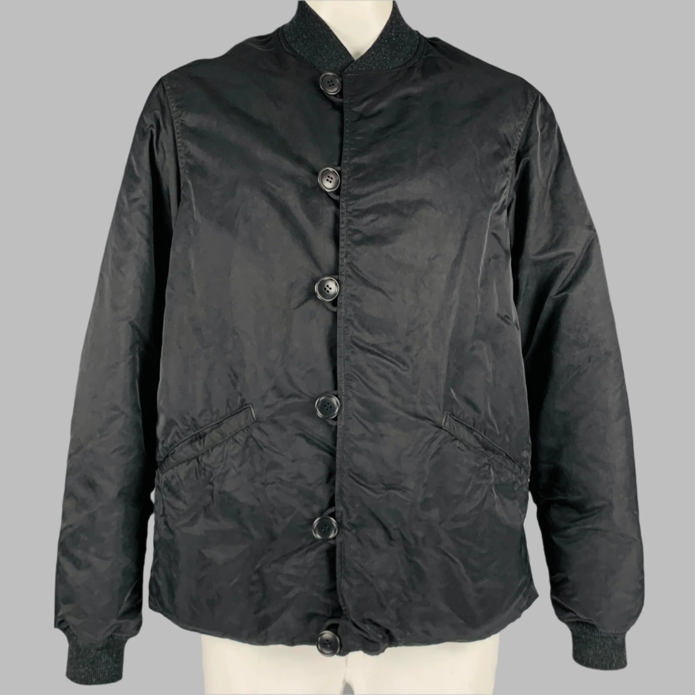 VISVIM Size L -Corps Down Jacket- Black Nylon Buttoned Coat