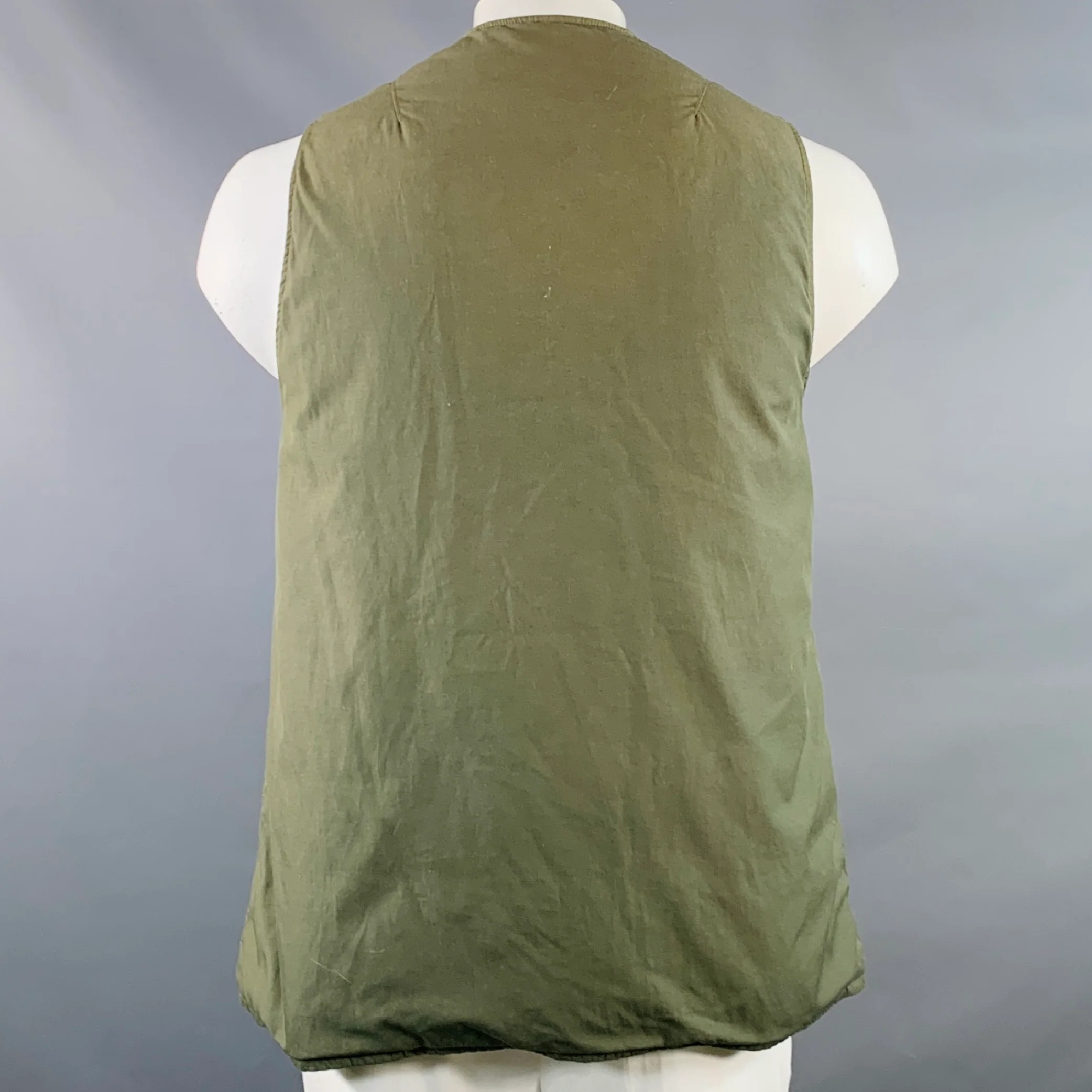 VISVIM Size L Green Black Grey Nylon Cotton Reversible Vest - Image 4