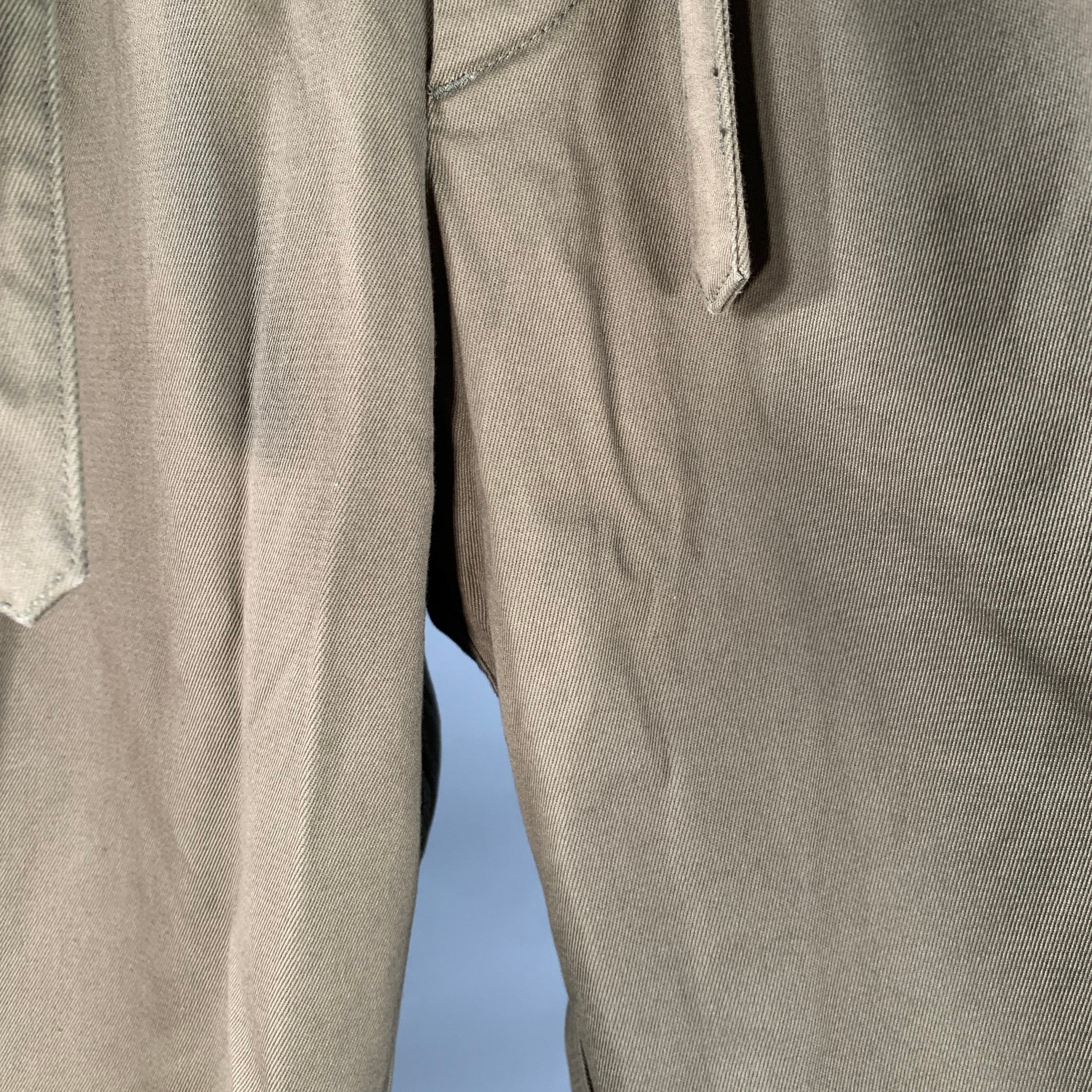 VISVIM Size L Hakama Chino Olive Cotton Pleated Belted Dress Pants - Image 4