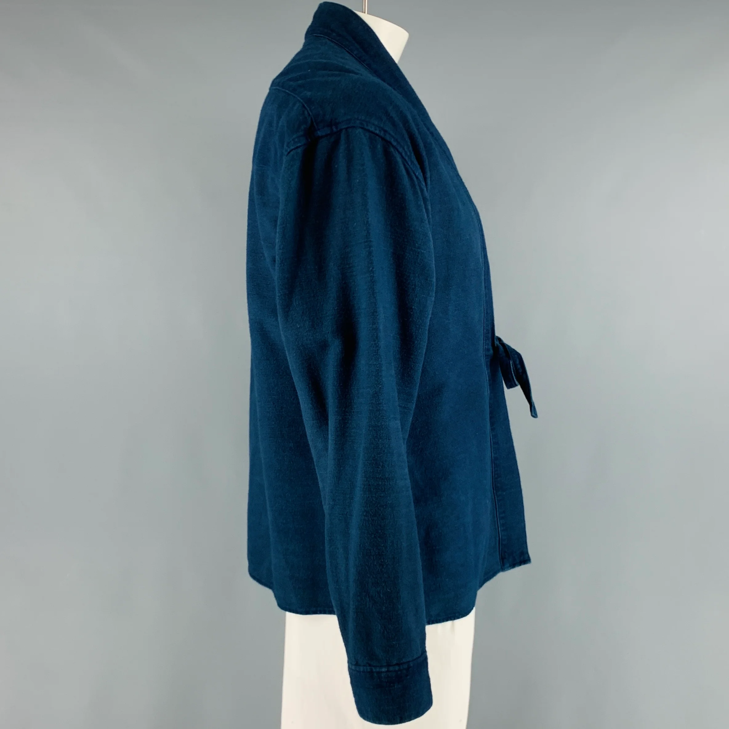 VISVIM Size L Indigo Cotton Lhamo Long Sleeve Shirt - Image 2