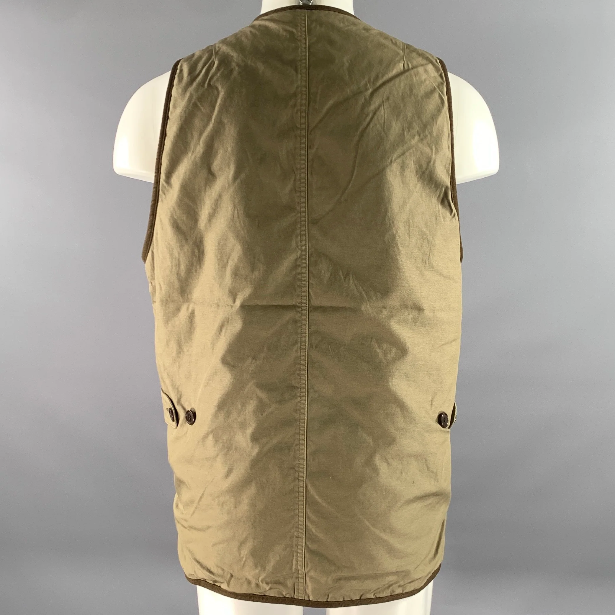 VISVIM Size M Olive Nylon Cotton Blend Reversible Vest - Image 5