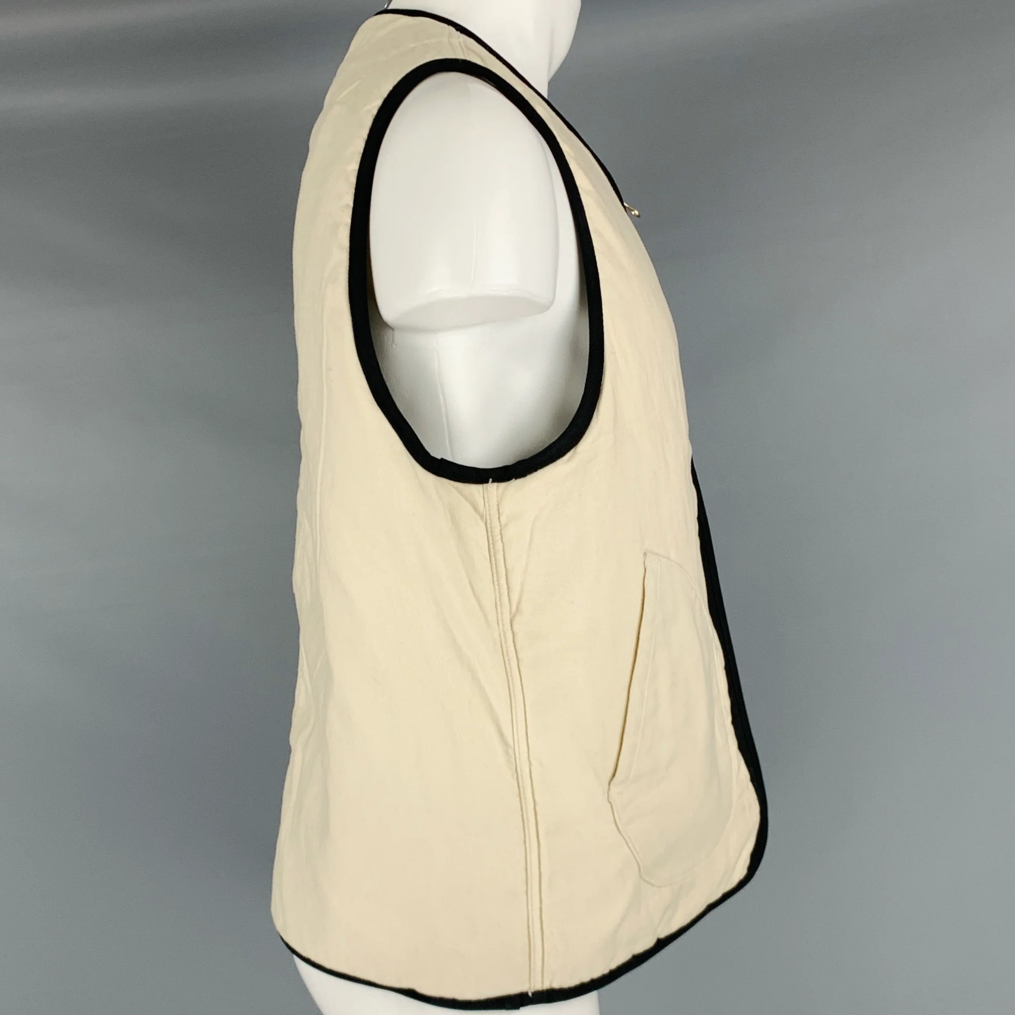VISVIM Size M -Wawona Down Vest- Black Beige Tweed Wool Linen Zip Up Vest - Image 3