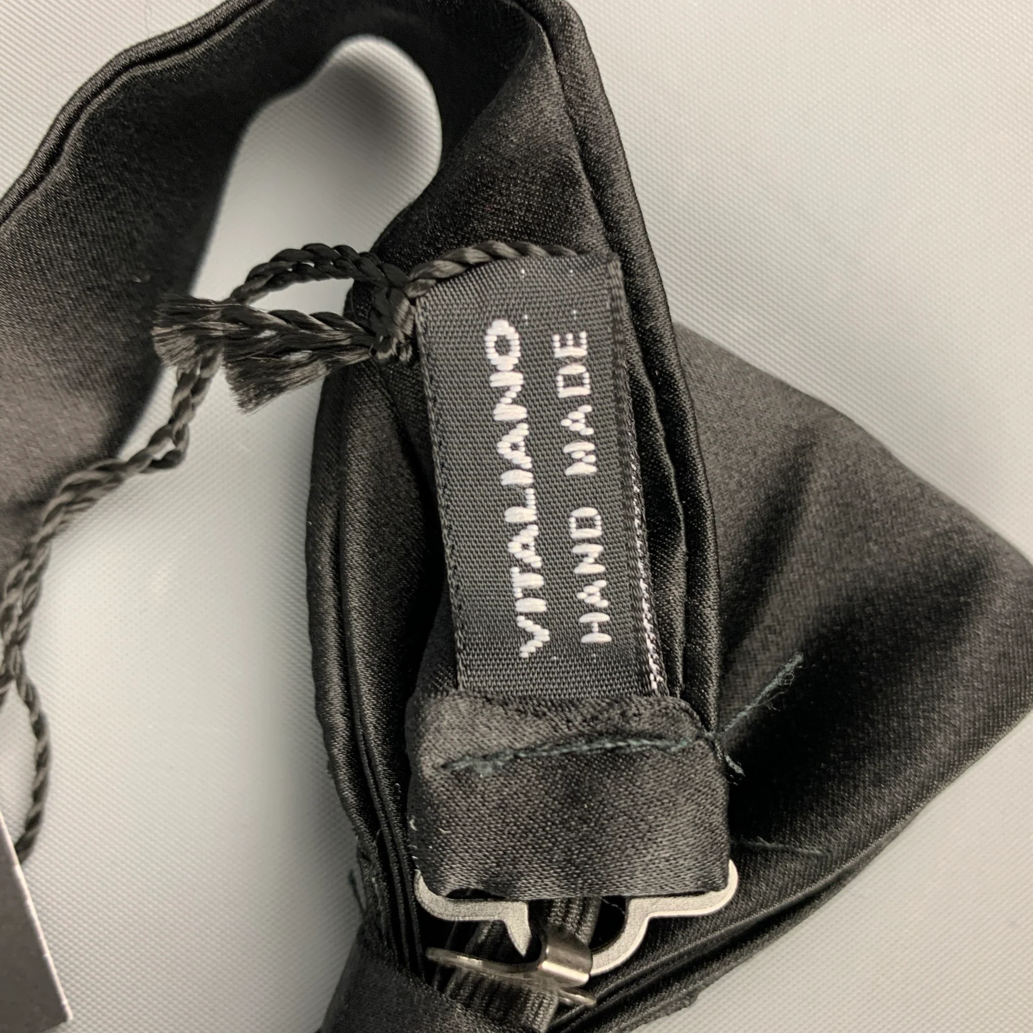 VITALINO PANCALDI Black Pleated Silk Satin Bow Tie - Image 4