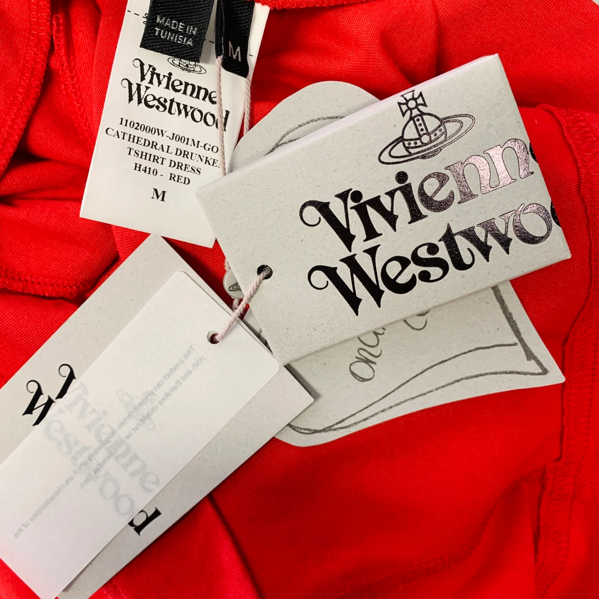 VIVIENNE WESTWOOD Size M Red Cotton Graphic Side Buttons Cathedral T-Shirt Dress - Image 7