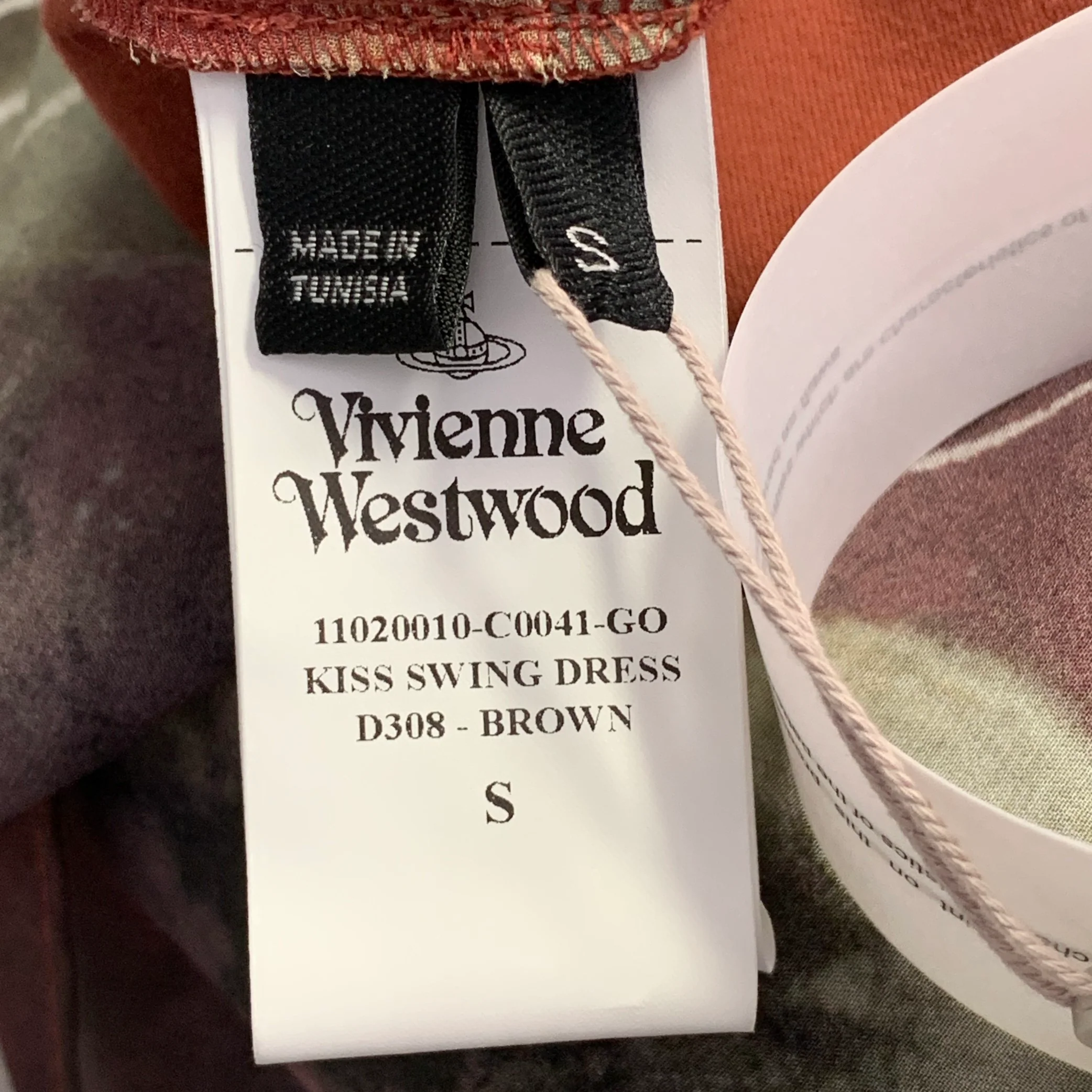 VIVIENNE WESTWOOD Size S Kiss Swing Brown Yellow Viscose Oversized Short Sleeve T-Shirt Dress - Image 6