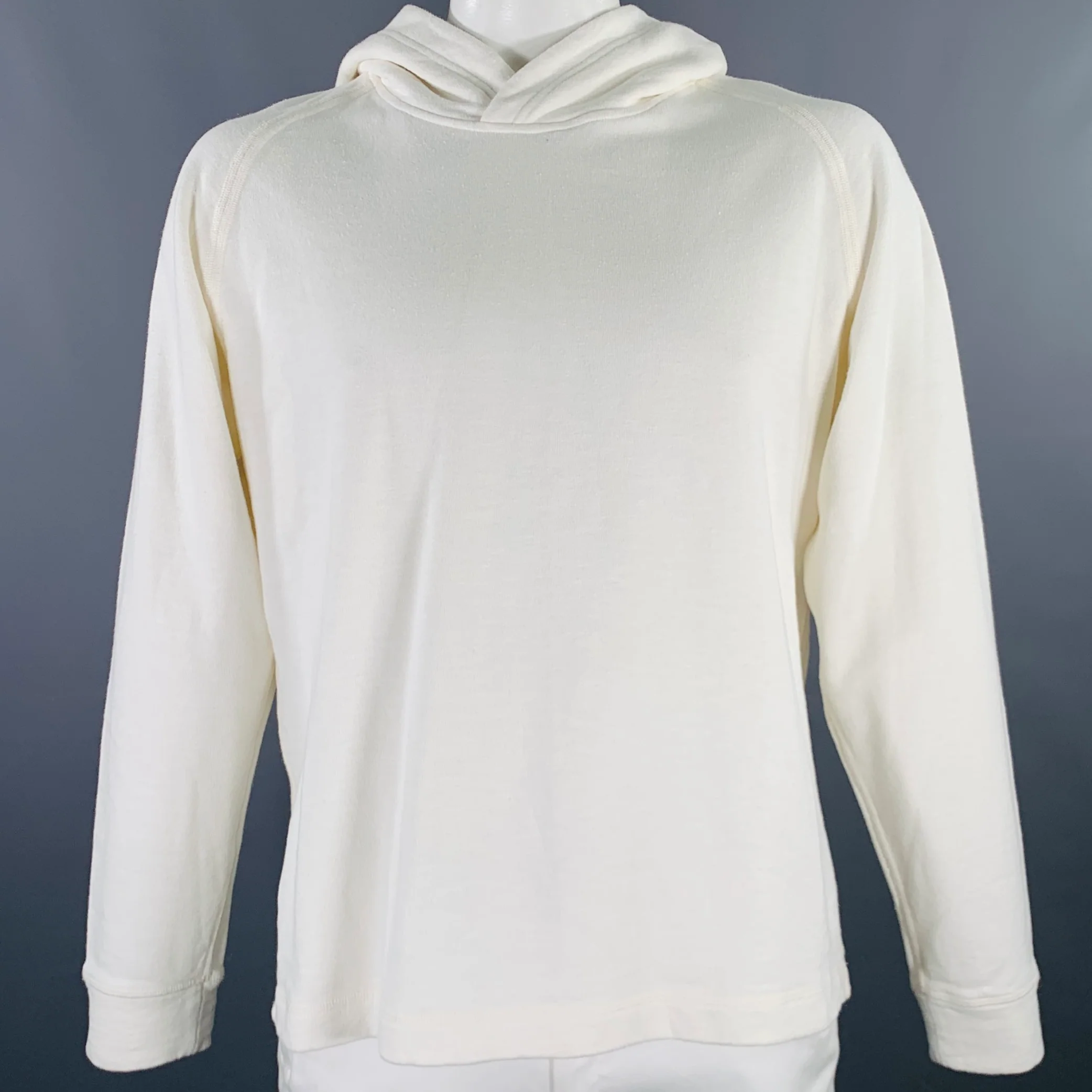 VOLLEBAK Size L Cream Cotton Hemp Hoodie Sweatshirt