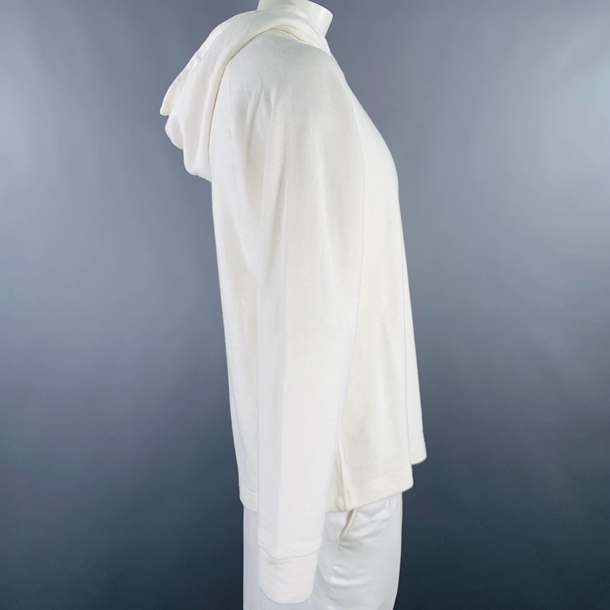 VOLLEBAK Size L Cream Cotton Hemp Hoodie Sweatshirt - Image 2