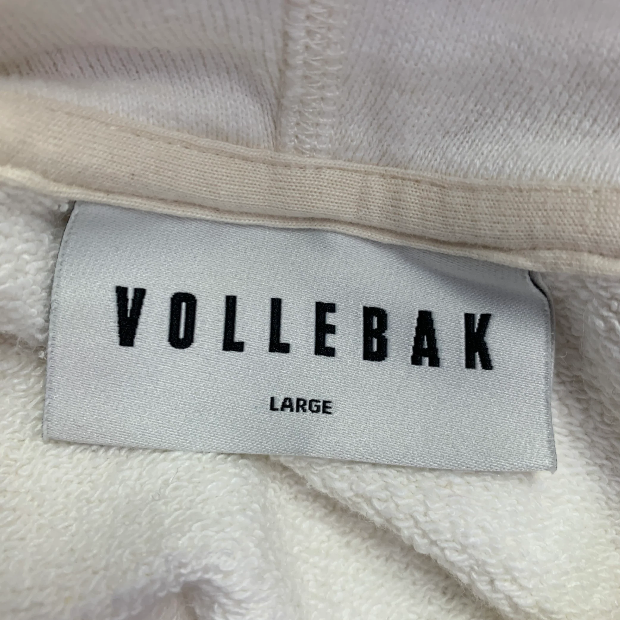 VOLLEBAK Size L Cream Cotton Hemp Hoodie Sweatshirt - Image 5