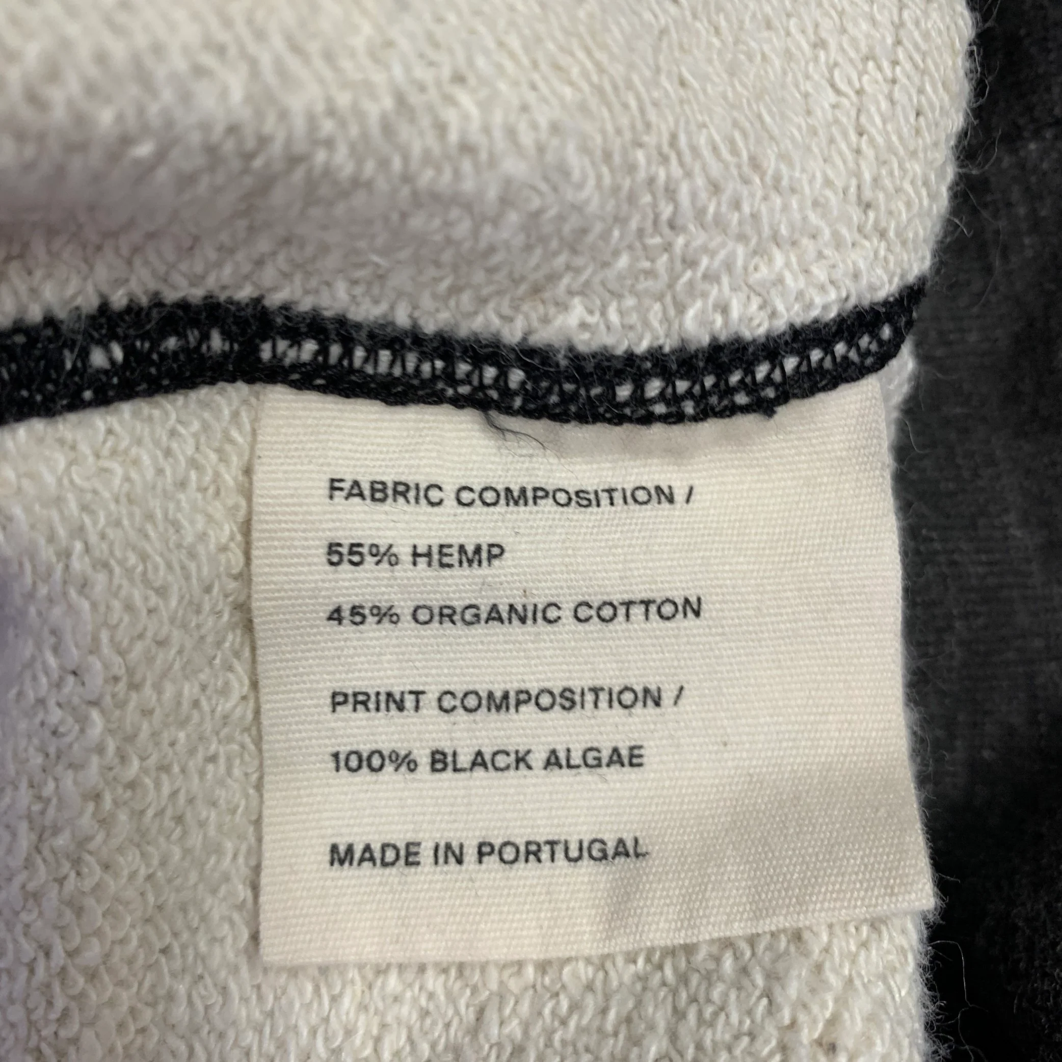 VOLLEBAK Size L Grey Black Contrast Trim Cotton Hemp Crew Neck Sweatshirt - Image 5